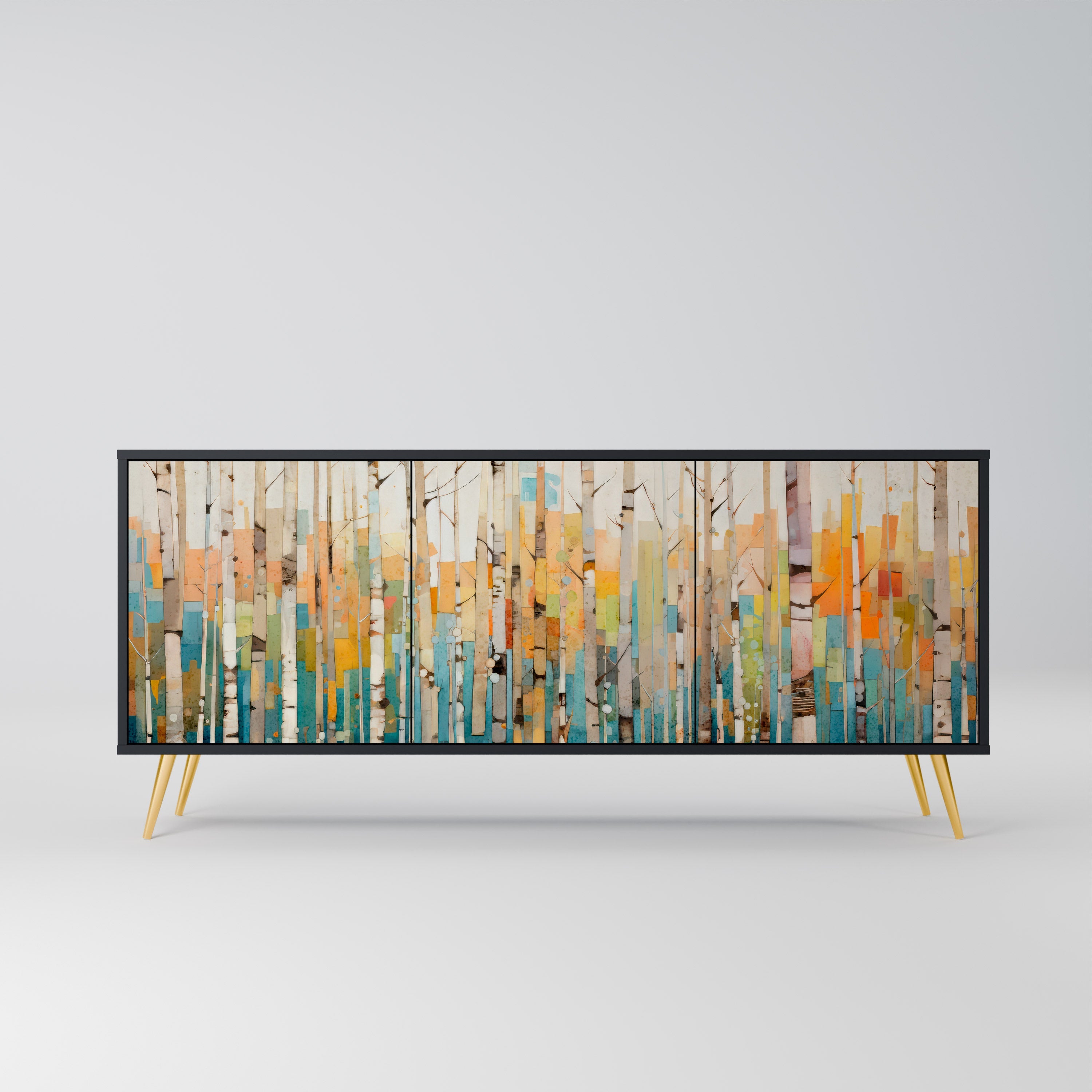 BIRCH KALEIDOSCOPE Aparador de 3 Portas em Acabamento Preto