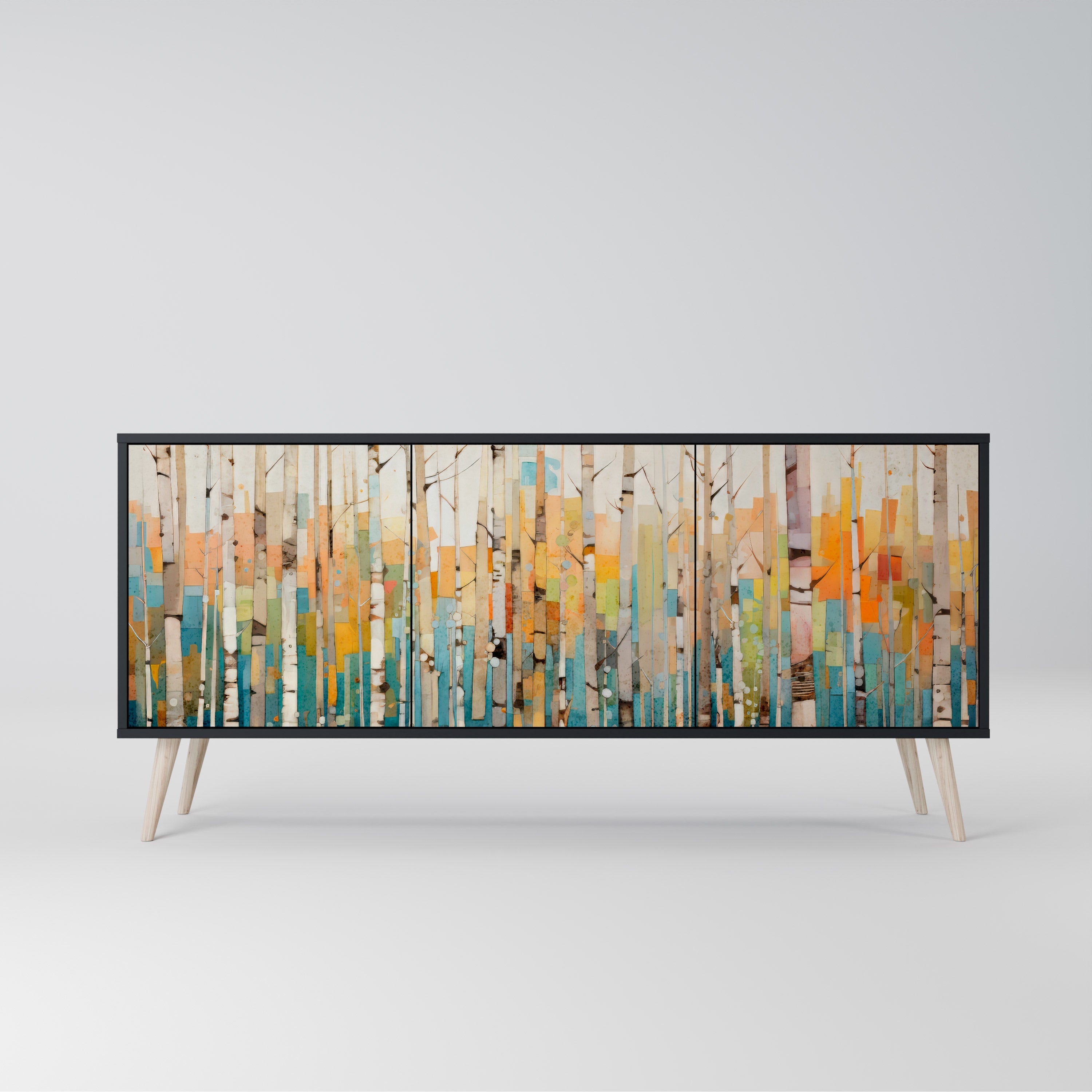 BIRCH KALEIDOSCOPE Aparador de 3 Portas em Acabamento Preto