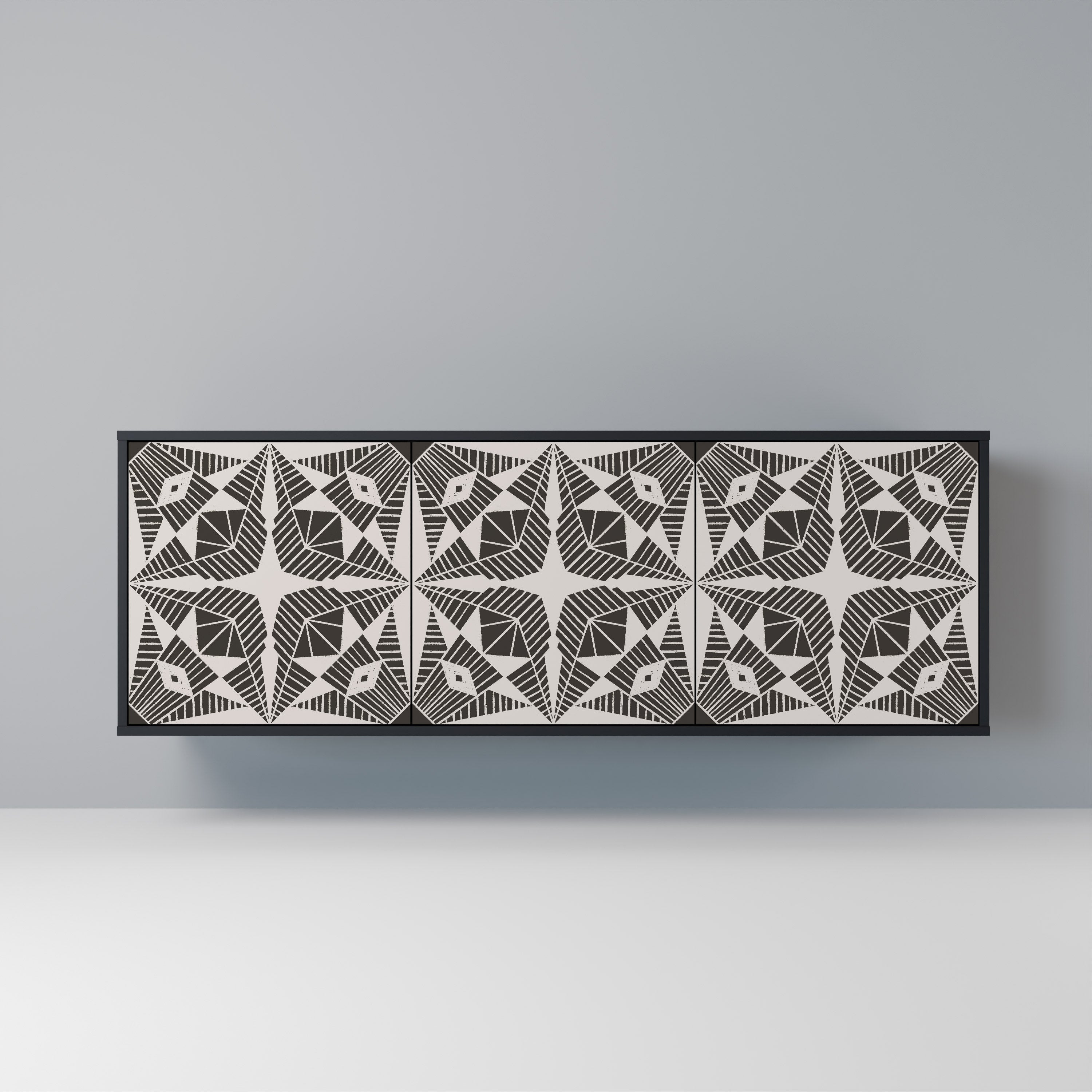 MONOCHROME NEXUS Aparador de 3 Portas em Acabamento Preto