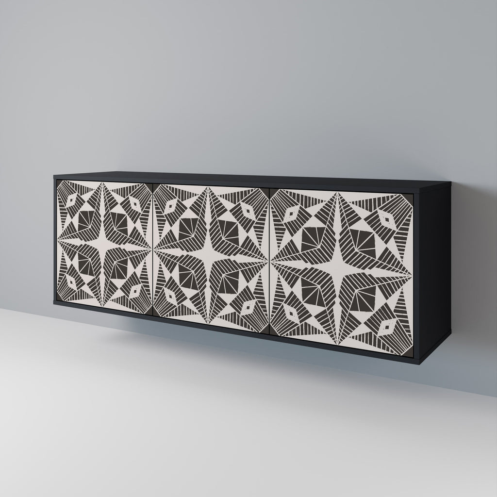 MONOCHROME NEXUS Aparador de 3 Portas em Acabamento Preto