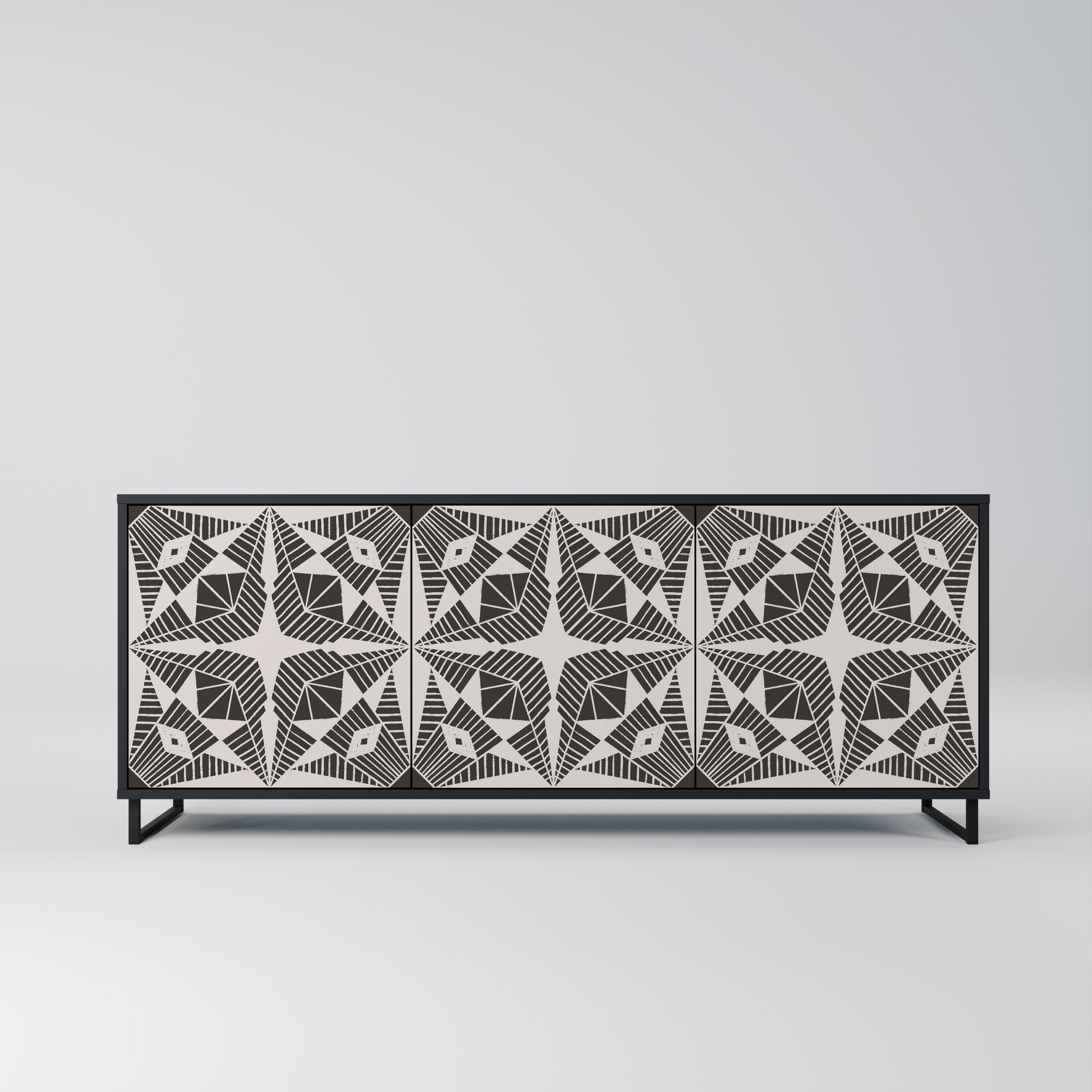 MONOCHROME NEXUS Aparador de 3 Portas em Acabamento Preto