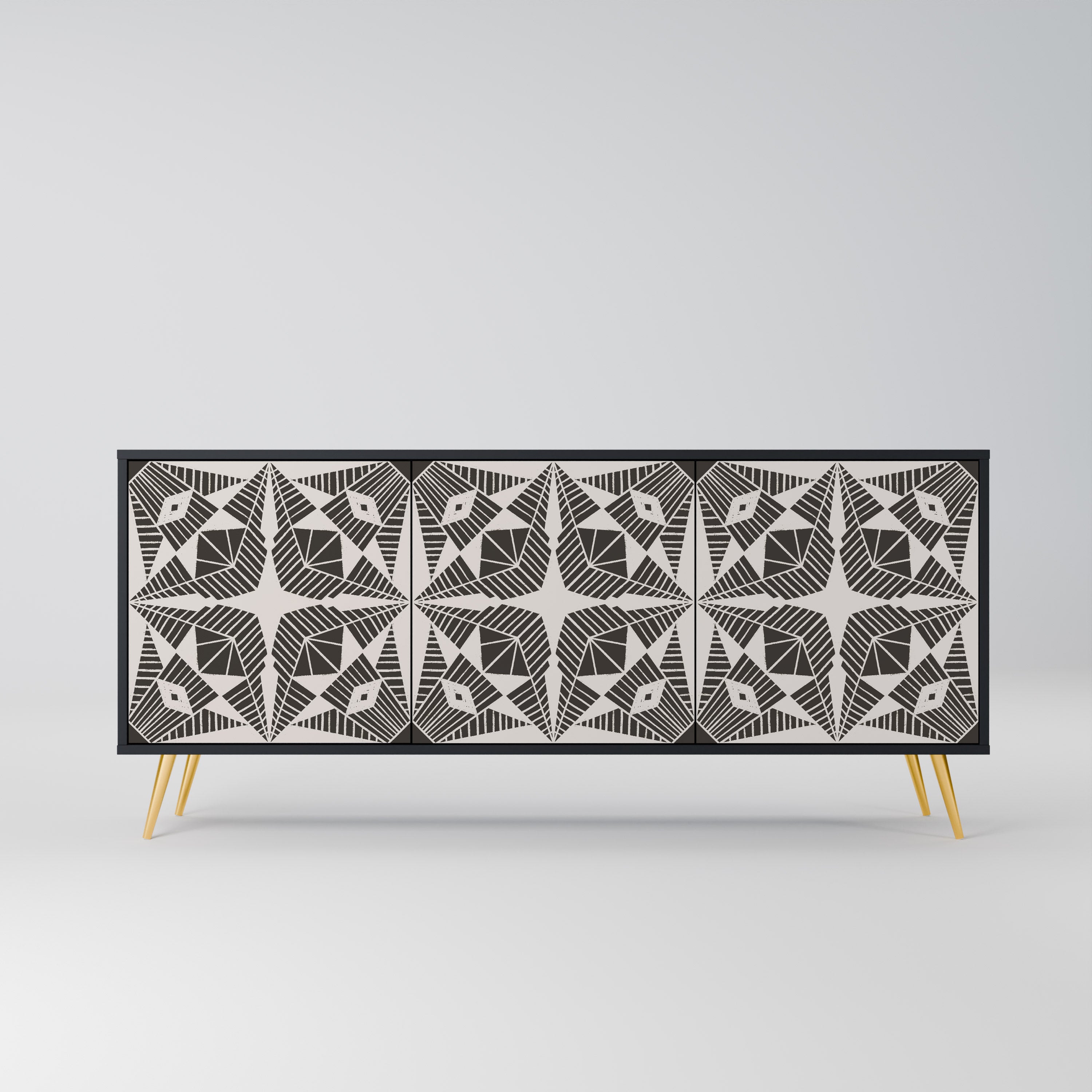 MONOCHROME NEXUS Aparador de 3 Portas em Acabamento Preto