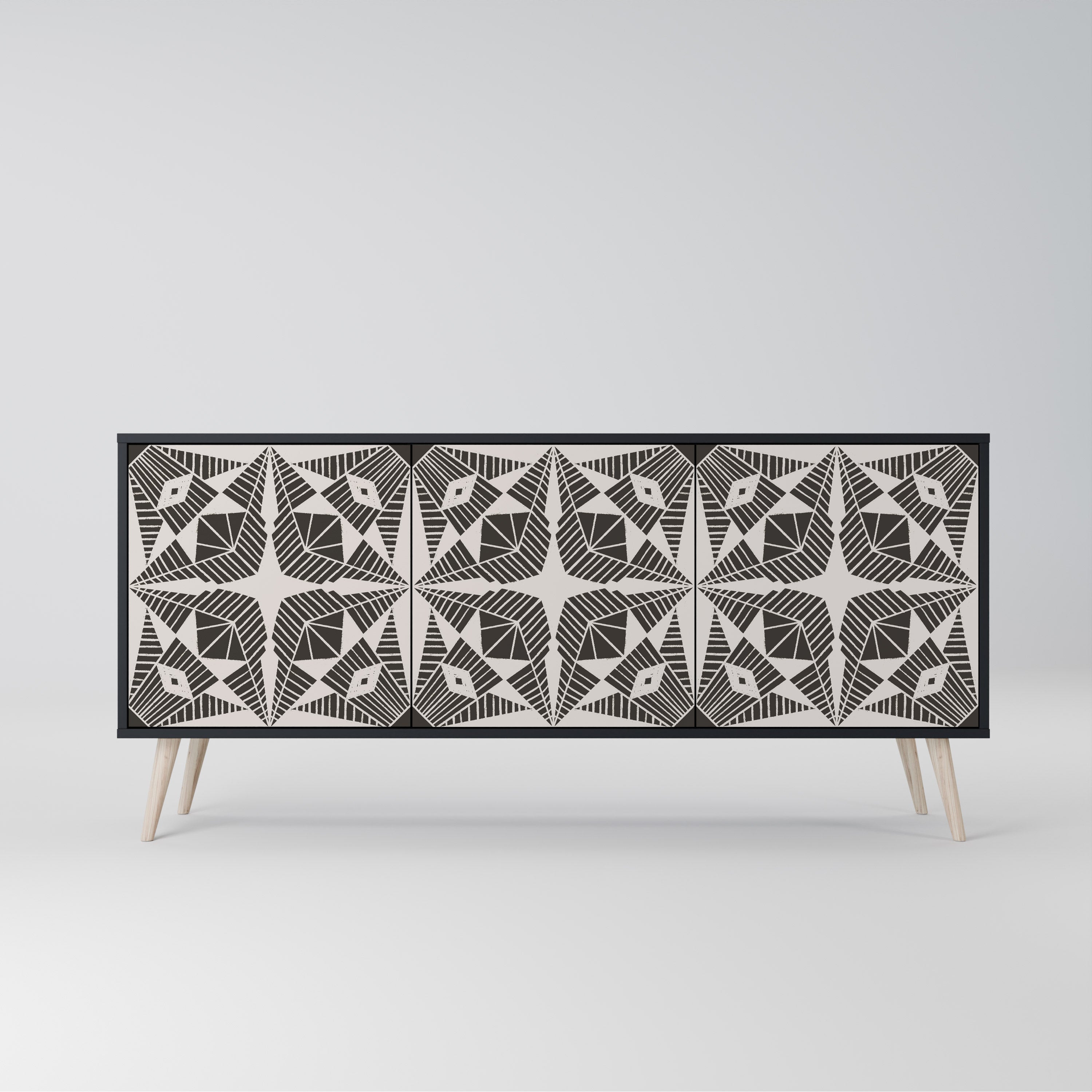 MONOCHROME NEXUS Aparador de 3 Portas em Acabamento Preto