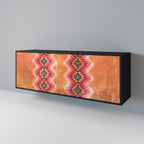 INDIAN FOLK Aparador de 3 Portas em Acabamento Preto