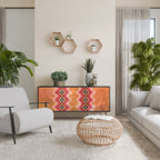 INDIAN FOLK Aparador de 3 Portas em Acabamento Preto