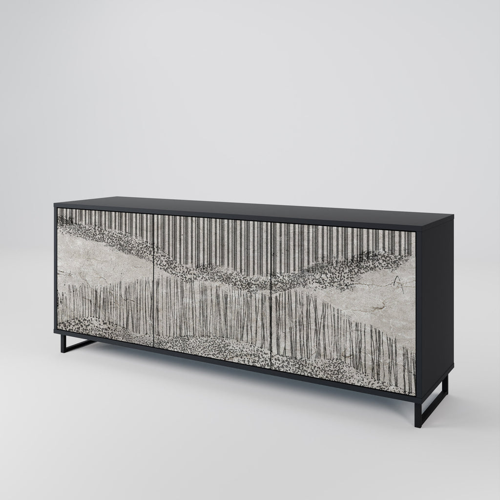 GRAIN LINES 3-Door Sideboard in Black Finish