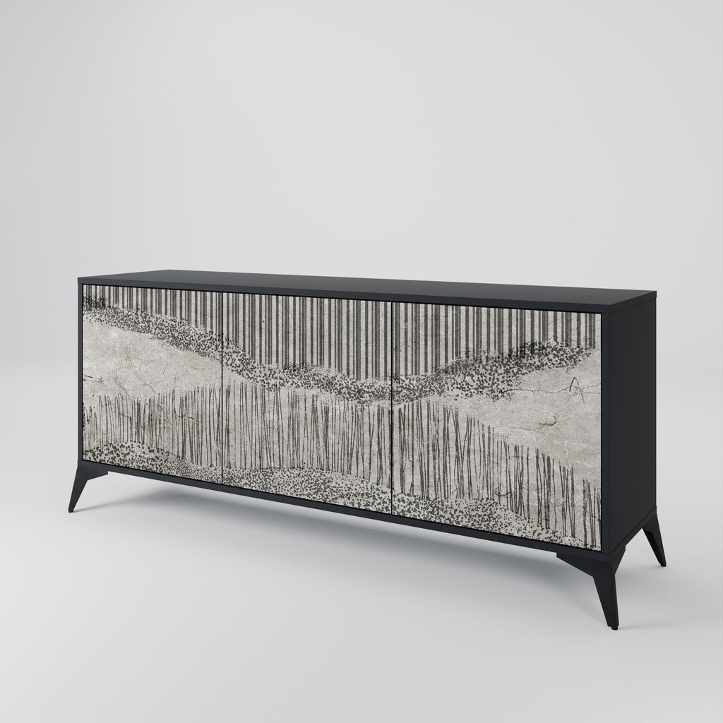 GRAIN LINES 3-Door Sideboard in Black Finish