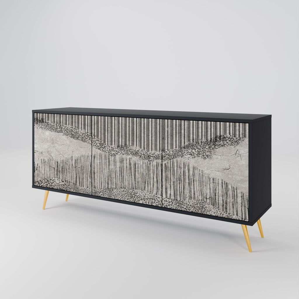 GRAIN LINES 3-Door Sideboard in Black Finish