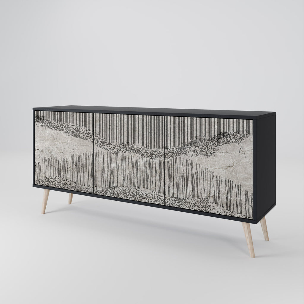 GRAIN LINES 3-Door Sideboard in Black Finish
