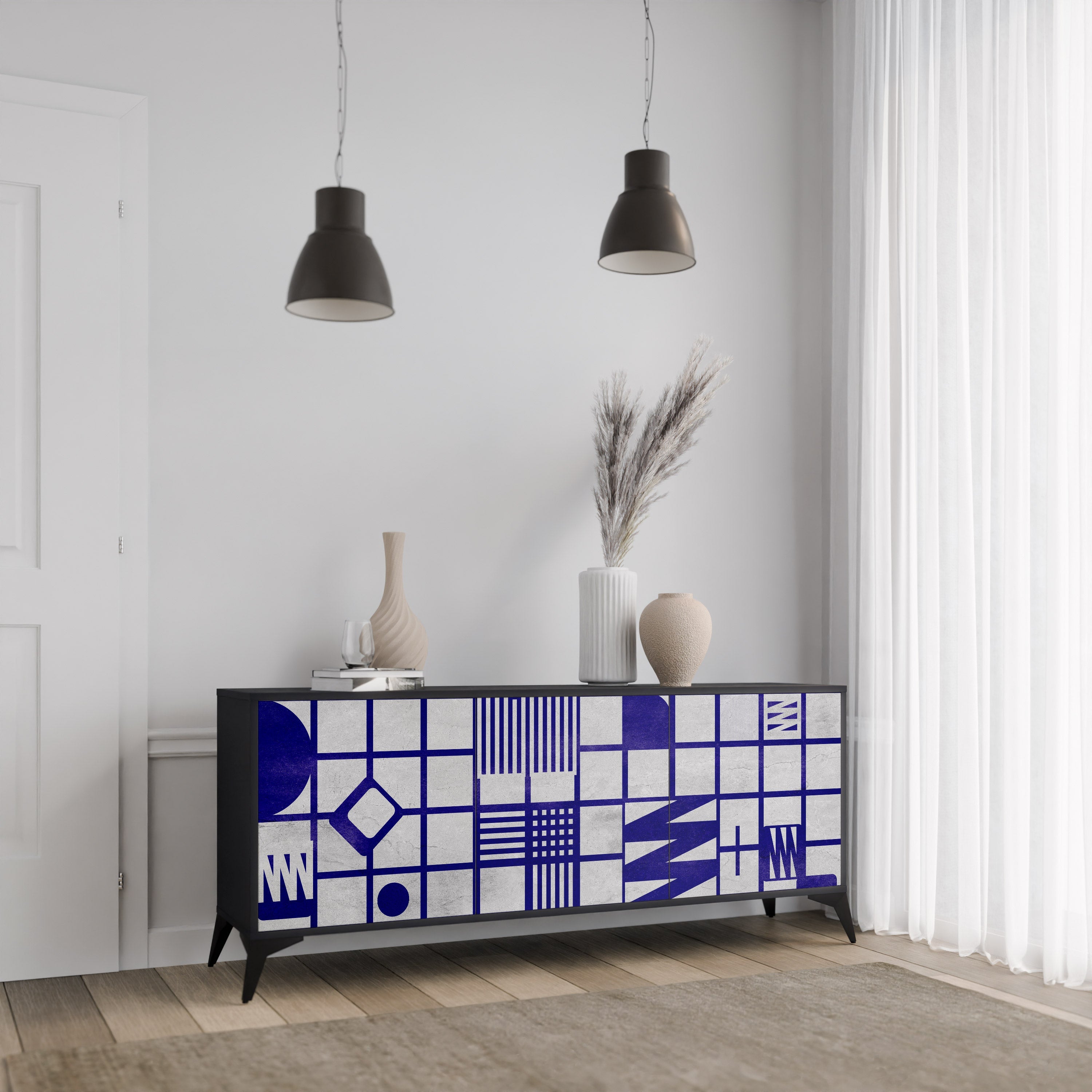 THE RIGHT PLACES 3-Door Sideboard in Black Finish