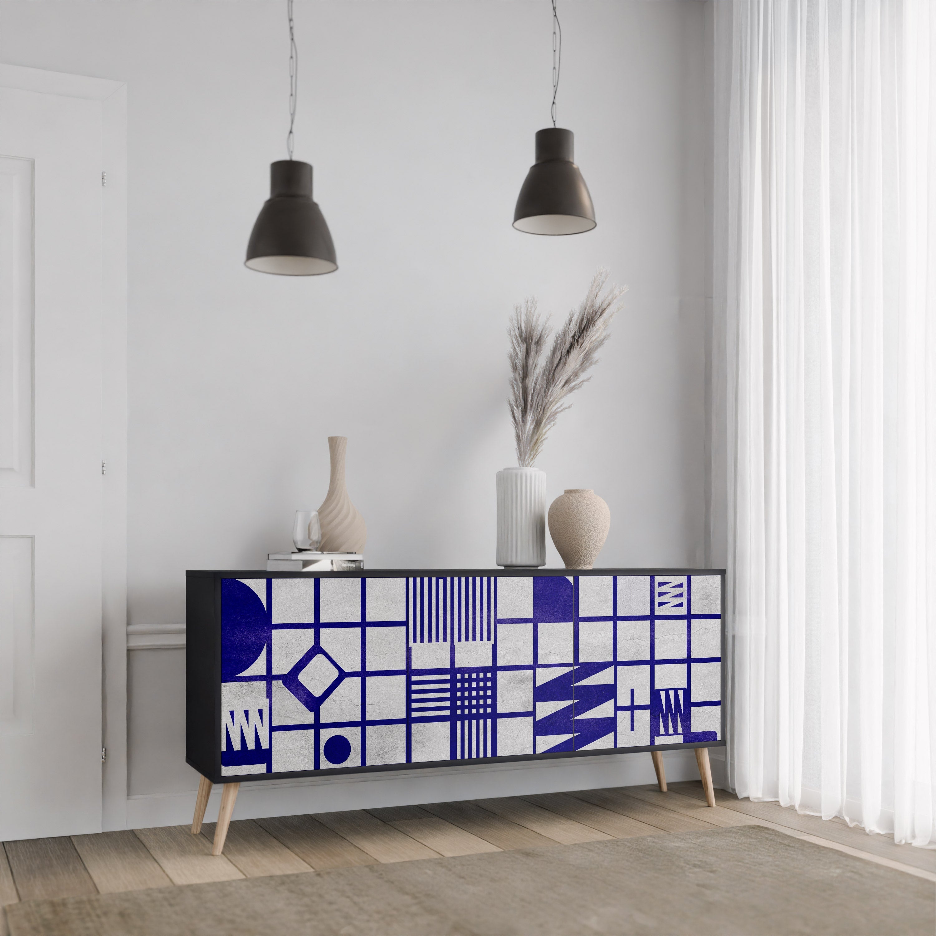 THE RIGHT PLACES 3-Door Sideboard in Black Finish