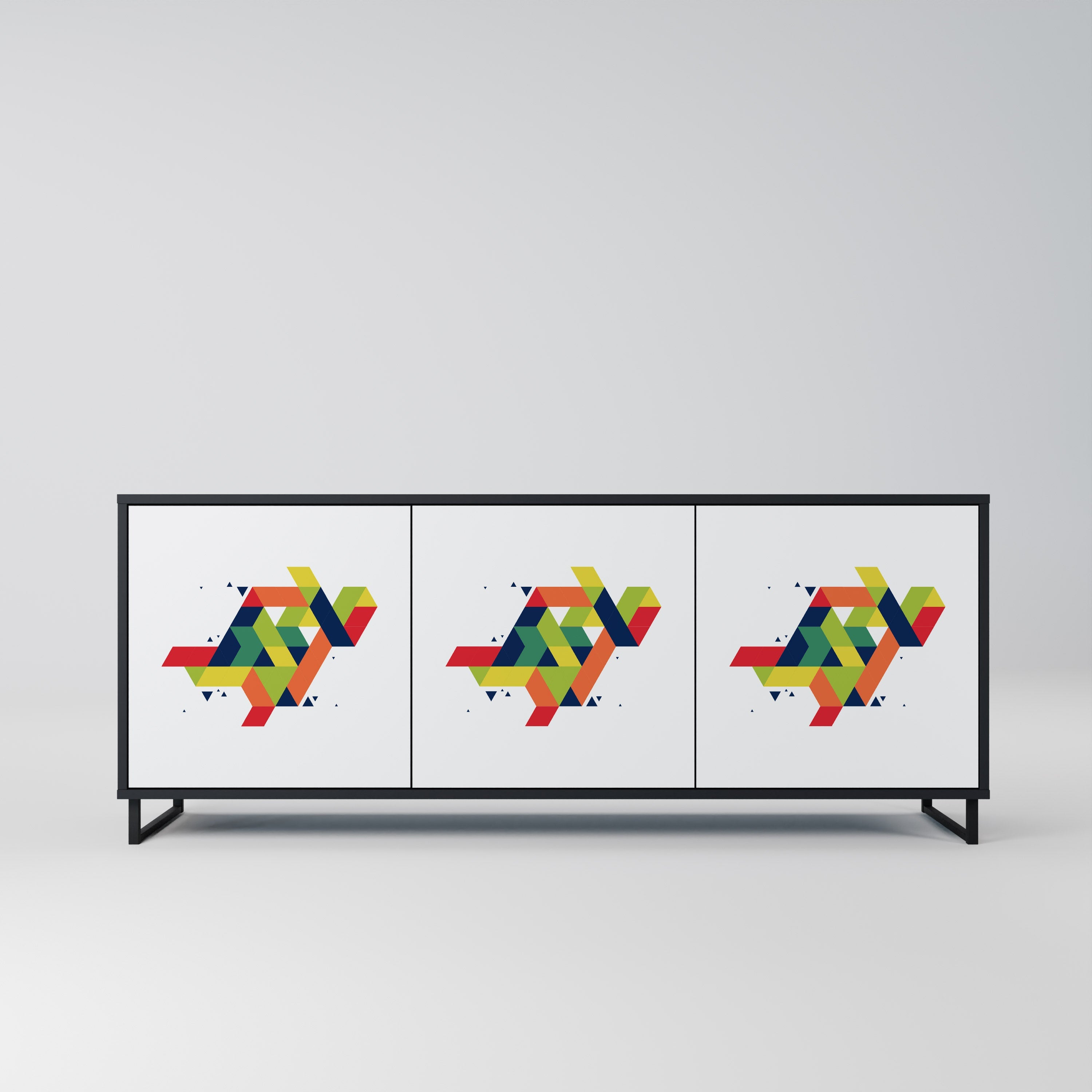 FUTURE SIGN 3-Door Sideboard in Black Finish