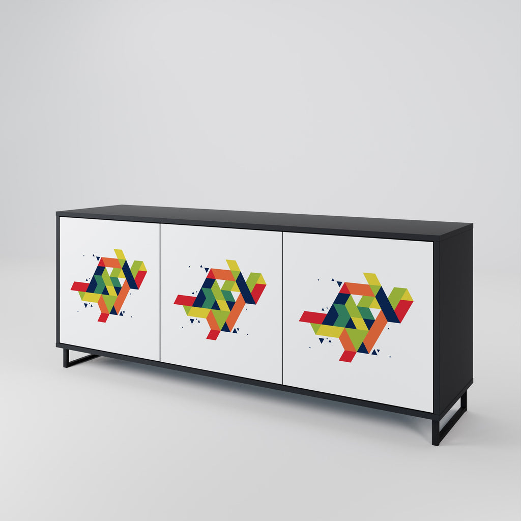 FUTURE SIGN 3-Door Sideboard in Black Finish