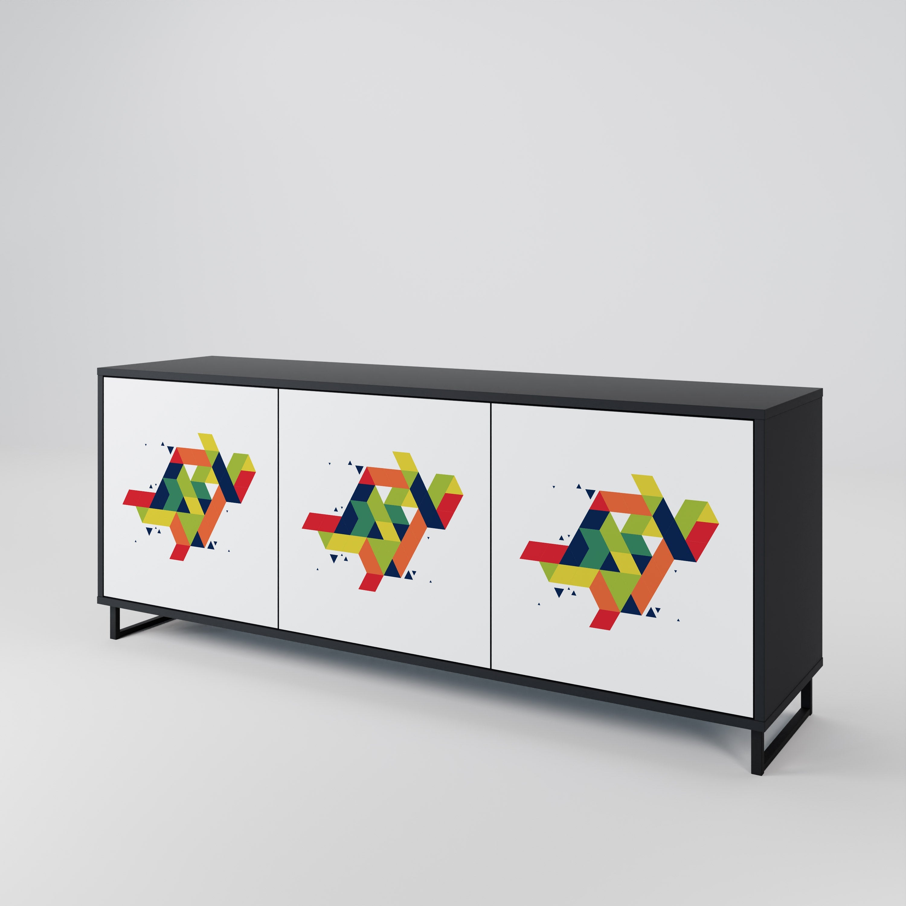 FUTURE SIGN 3-Door Sideboard in Black Finish