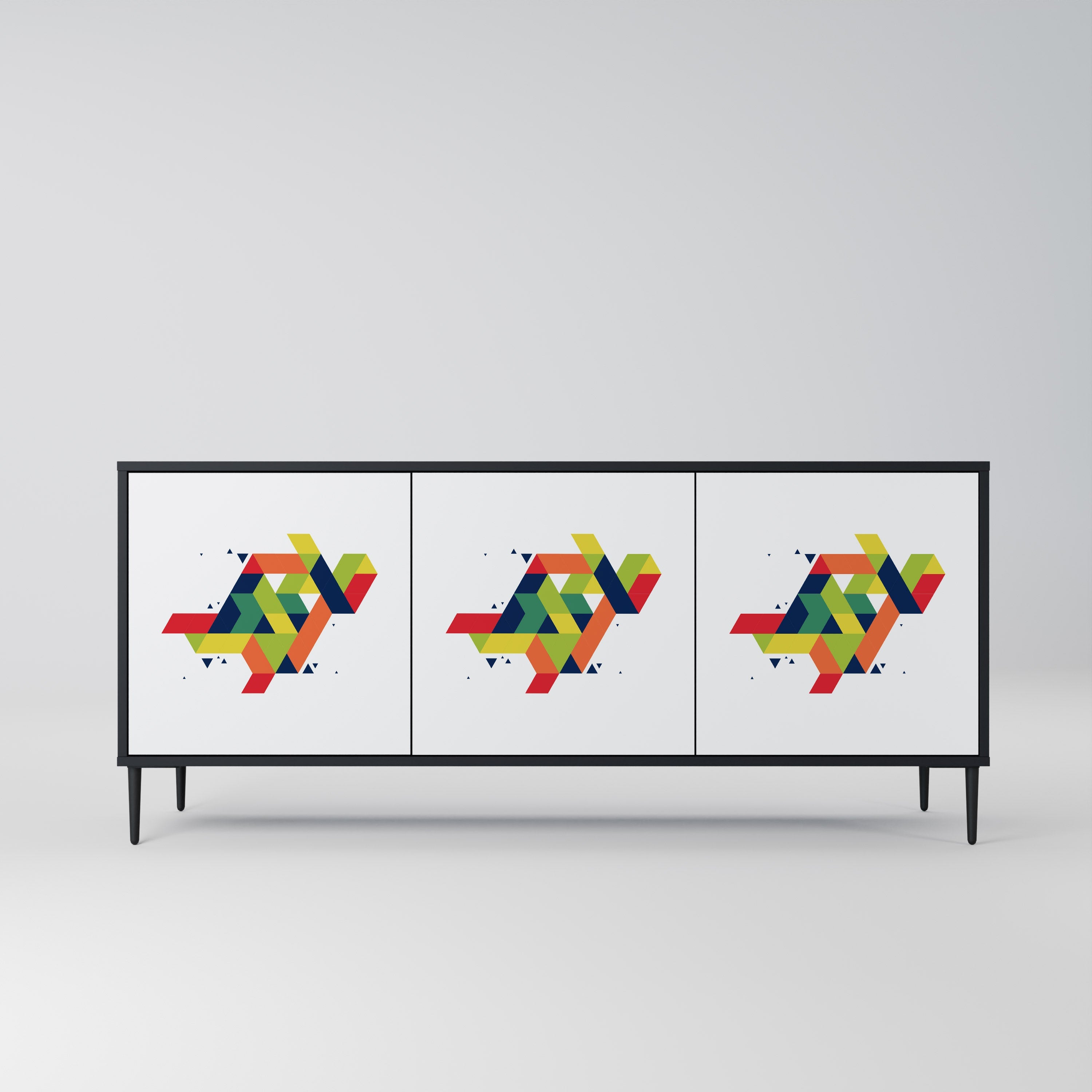 FUTURE SIGN 3-Door Sideboard in Black Finish