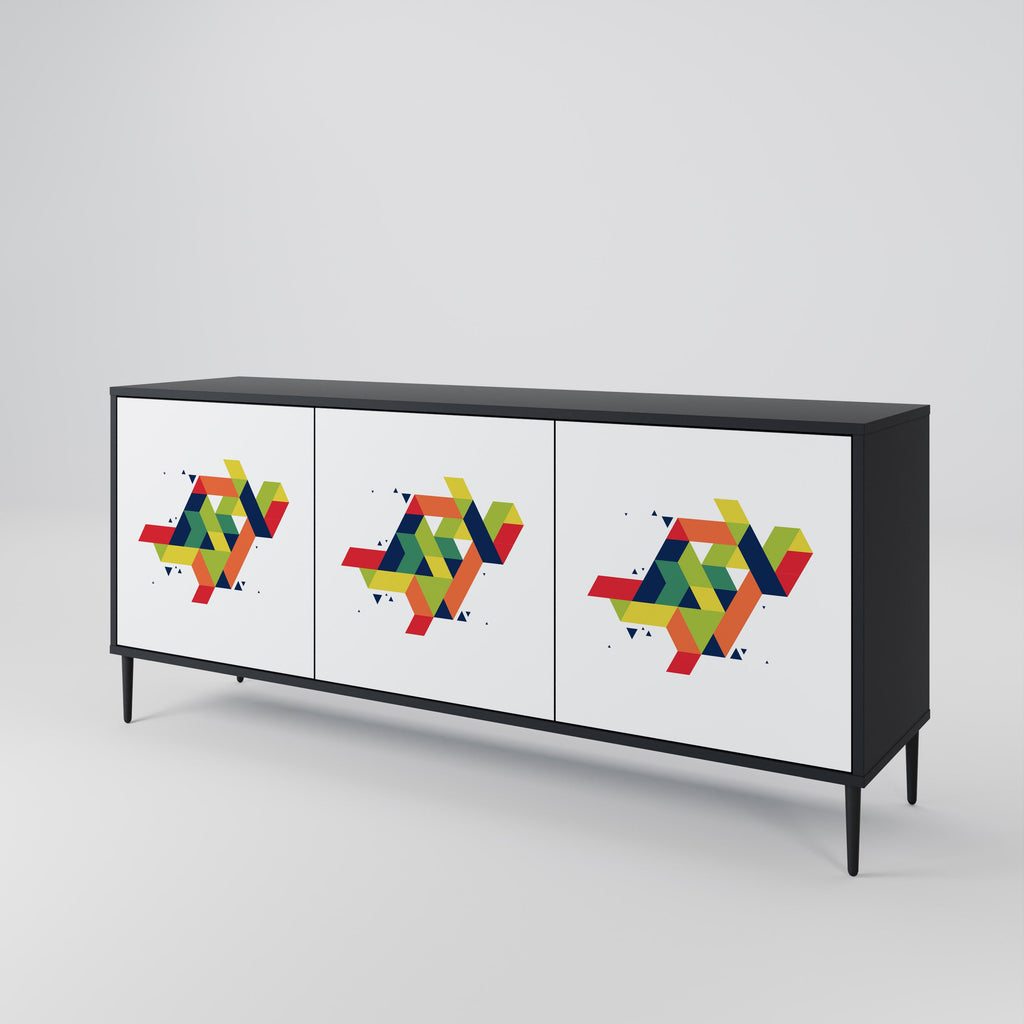 FUTURE SIGN 3-Door Sideboard in Black Finish
