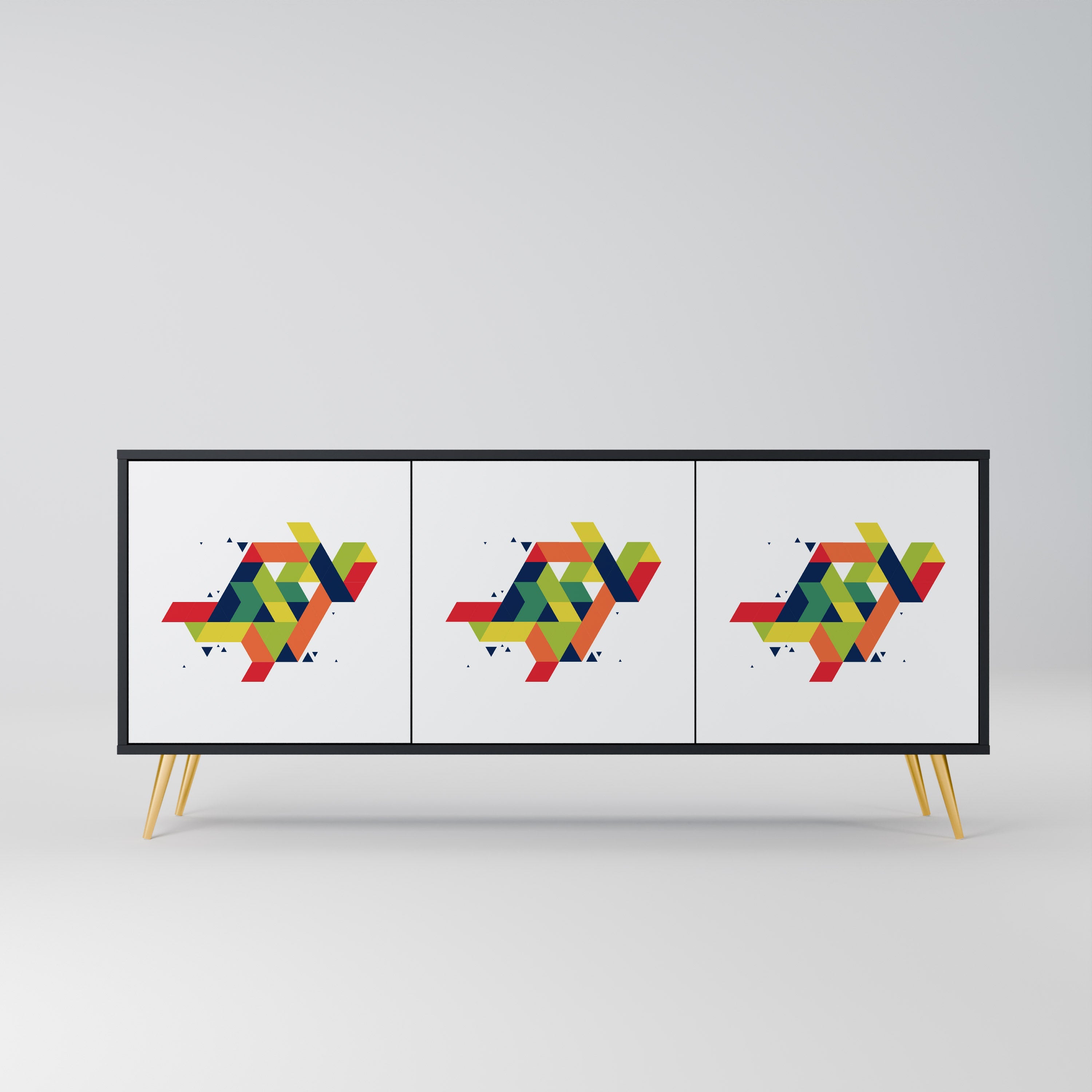 FUTURE SIGN 3-Door Sideboard in Black Finish