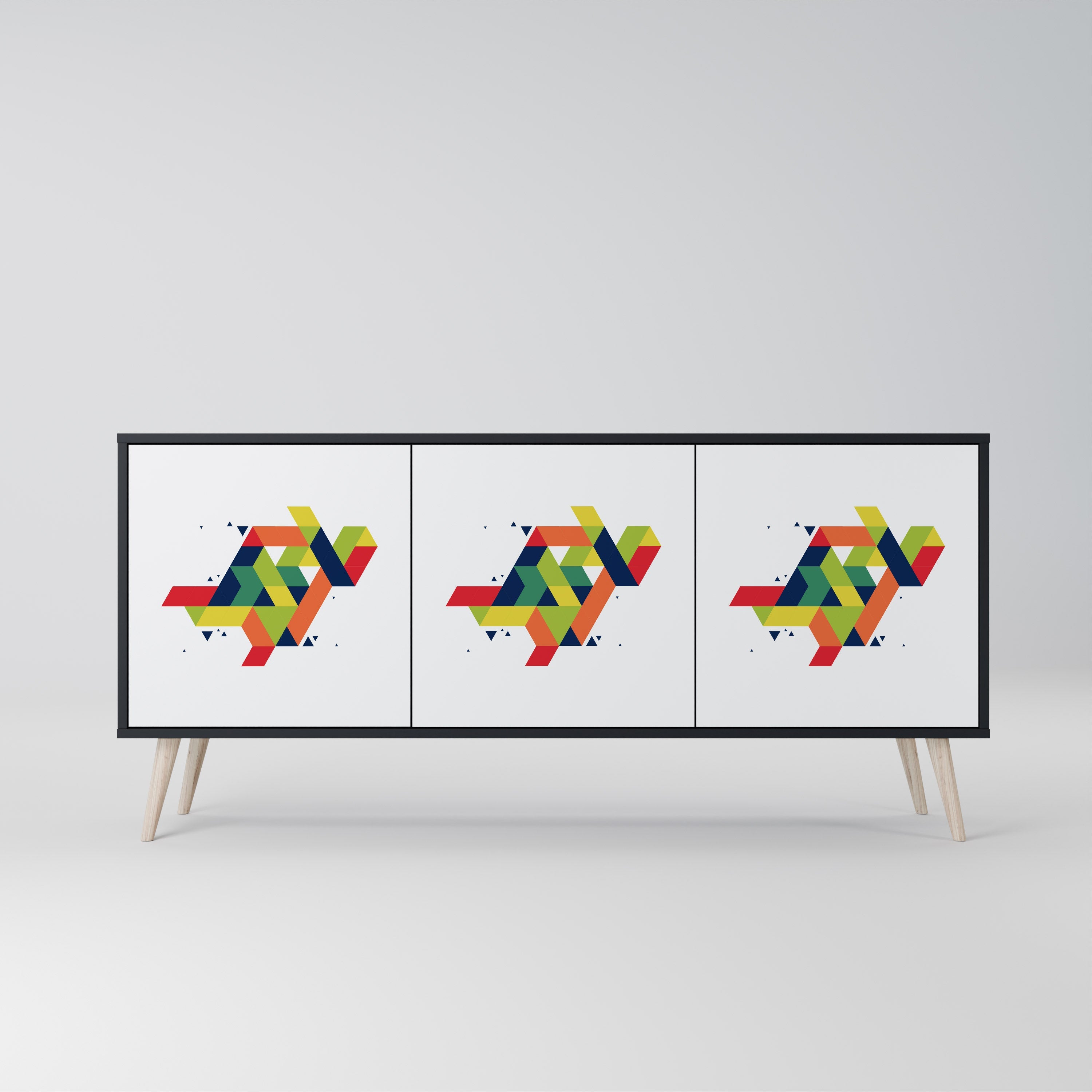 FUTURE SIGN 3-Door Sideboard in Black Finish