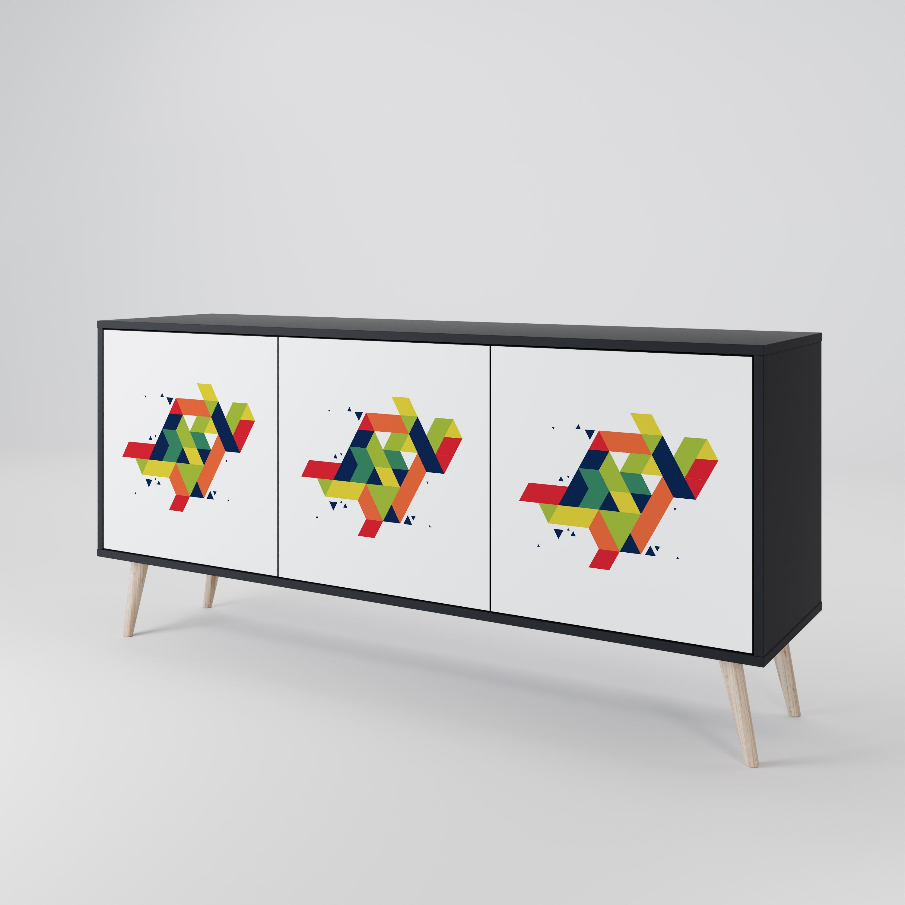 FUTURE SIGN 3-Door Sideboard in Black Finish