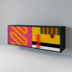 VIVID ART 3-Door Sideboard in Black Finish