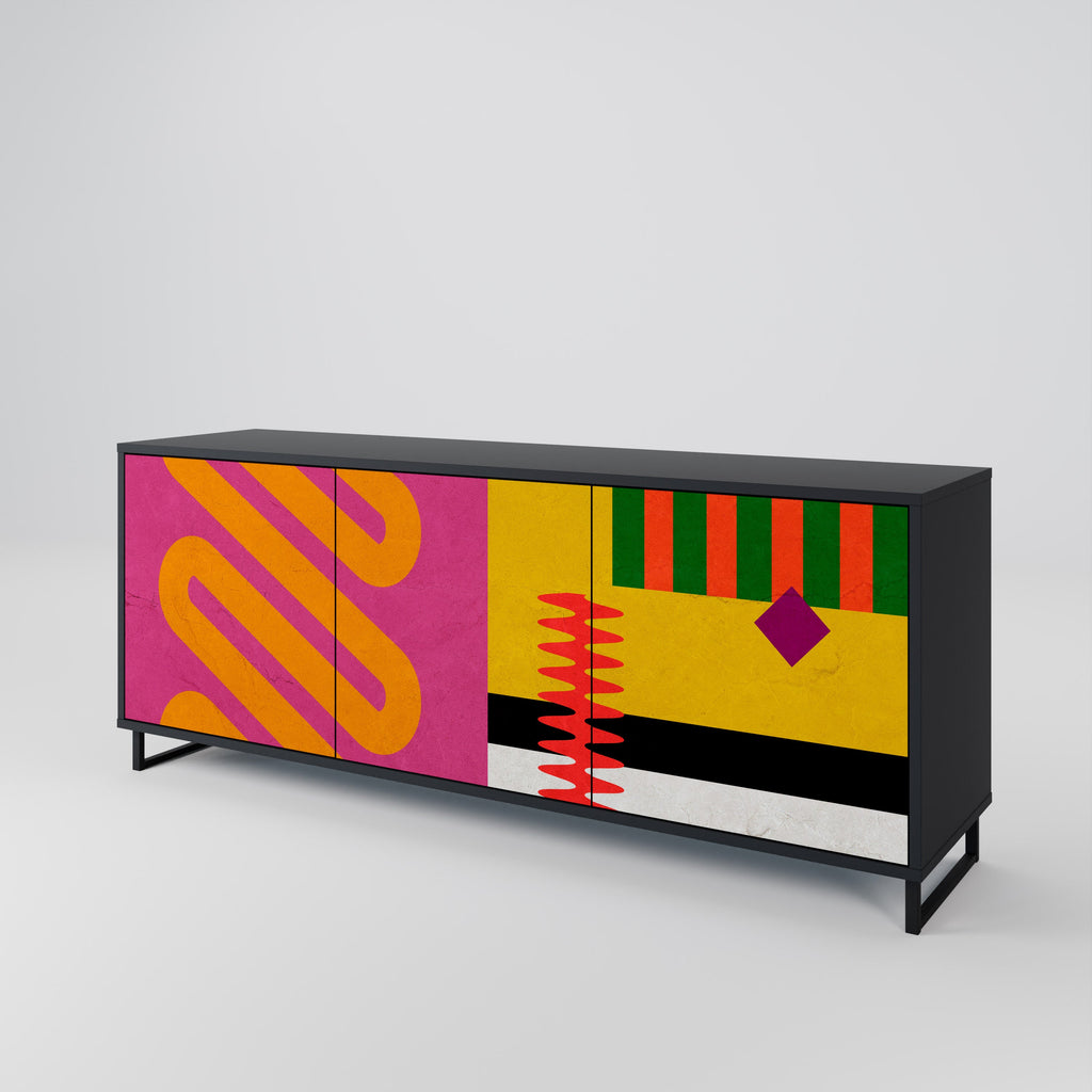 VIVID ART 3-Door Sideboard in Black Finish