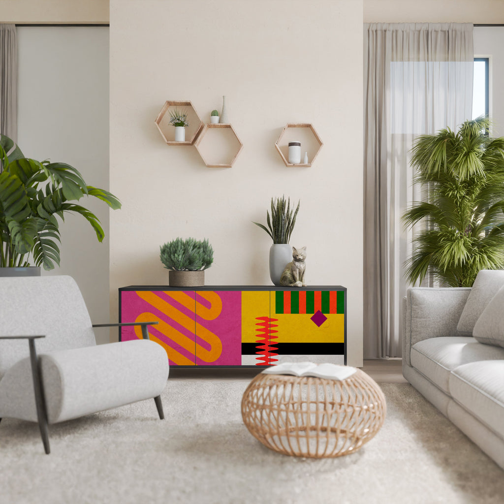 VIVID ART 3-Door Sideboard in Black Finish