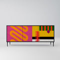VIVID ART 3-Door Sideboard in Black Finish