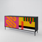 VIVID ART 3-Door Sideboard in Black Finish