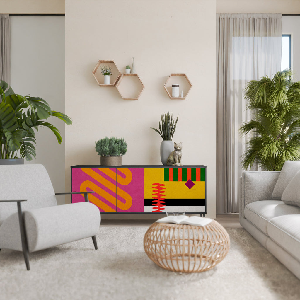 VIVID ART 3-Door Sideboard in Black Finish