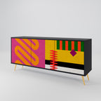 VIVID ART 3-Door Sideboard in Black Finish