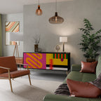 VIVID ART 3-Door Sideboard in Black Finish