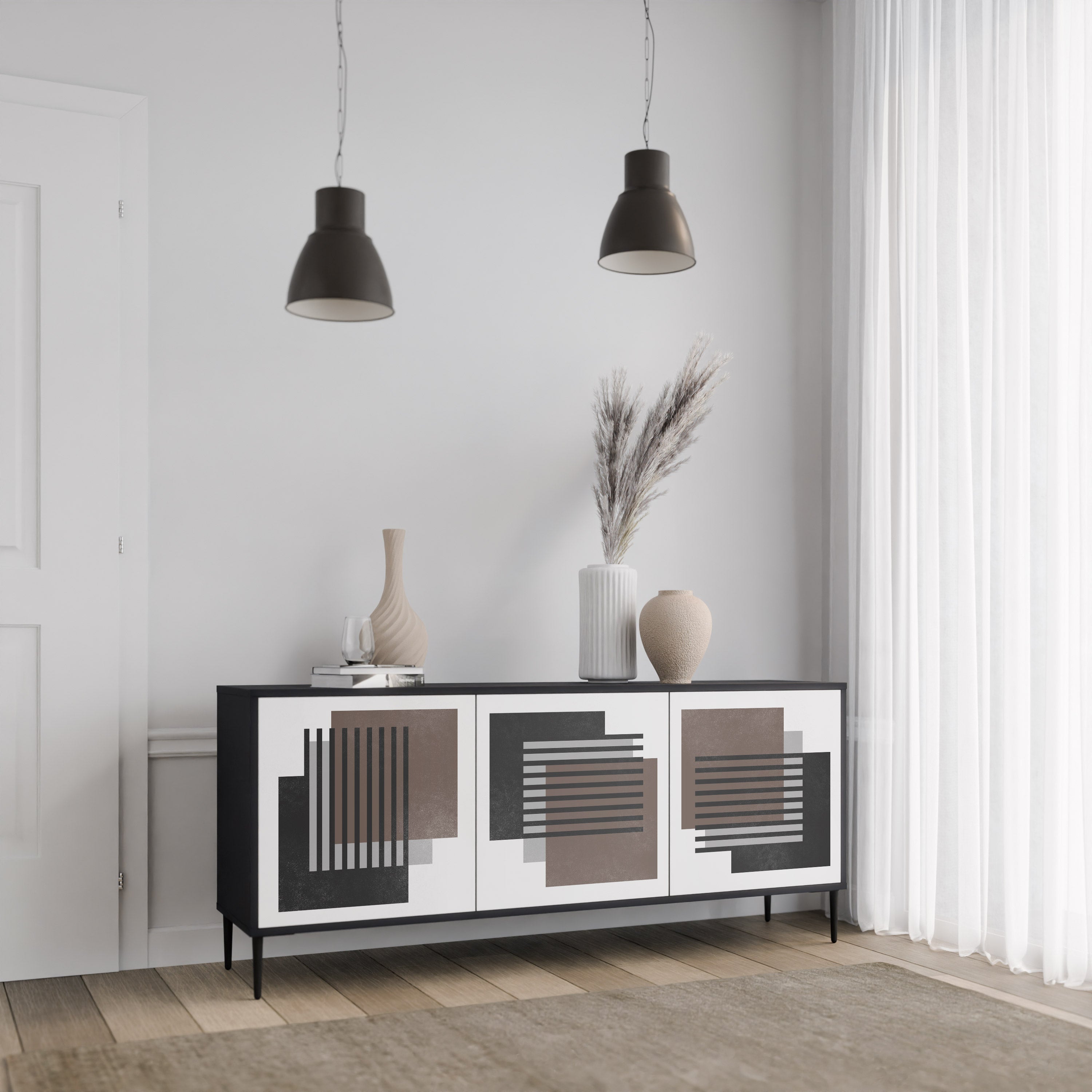 SHADOW SYNCHRONY 3-Door Sideboard in Black Finish