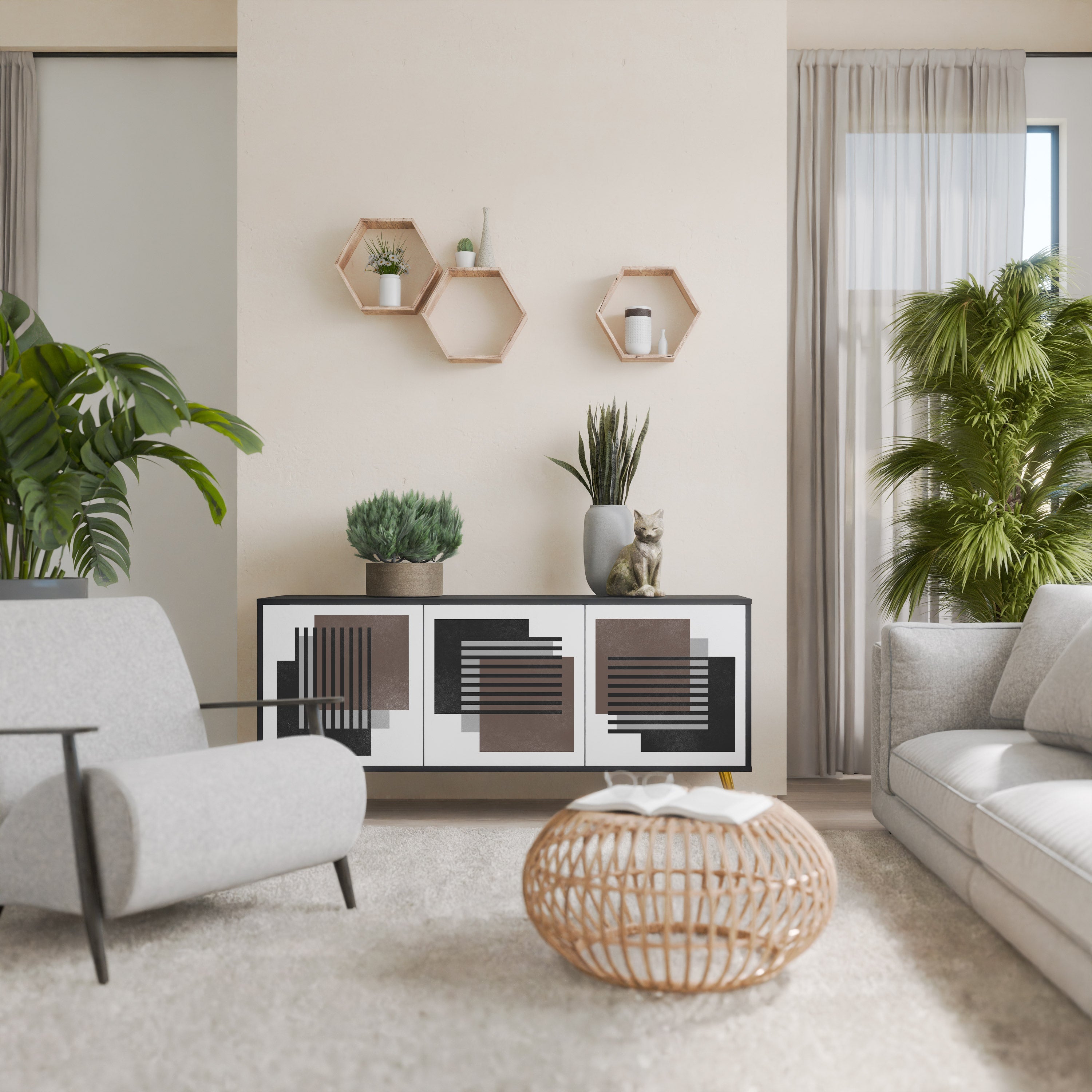 SHADOW SYNCHRONY 3-Door Sideboard in Black Finish