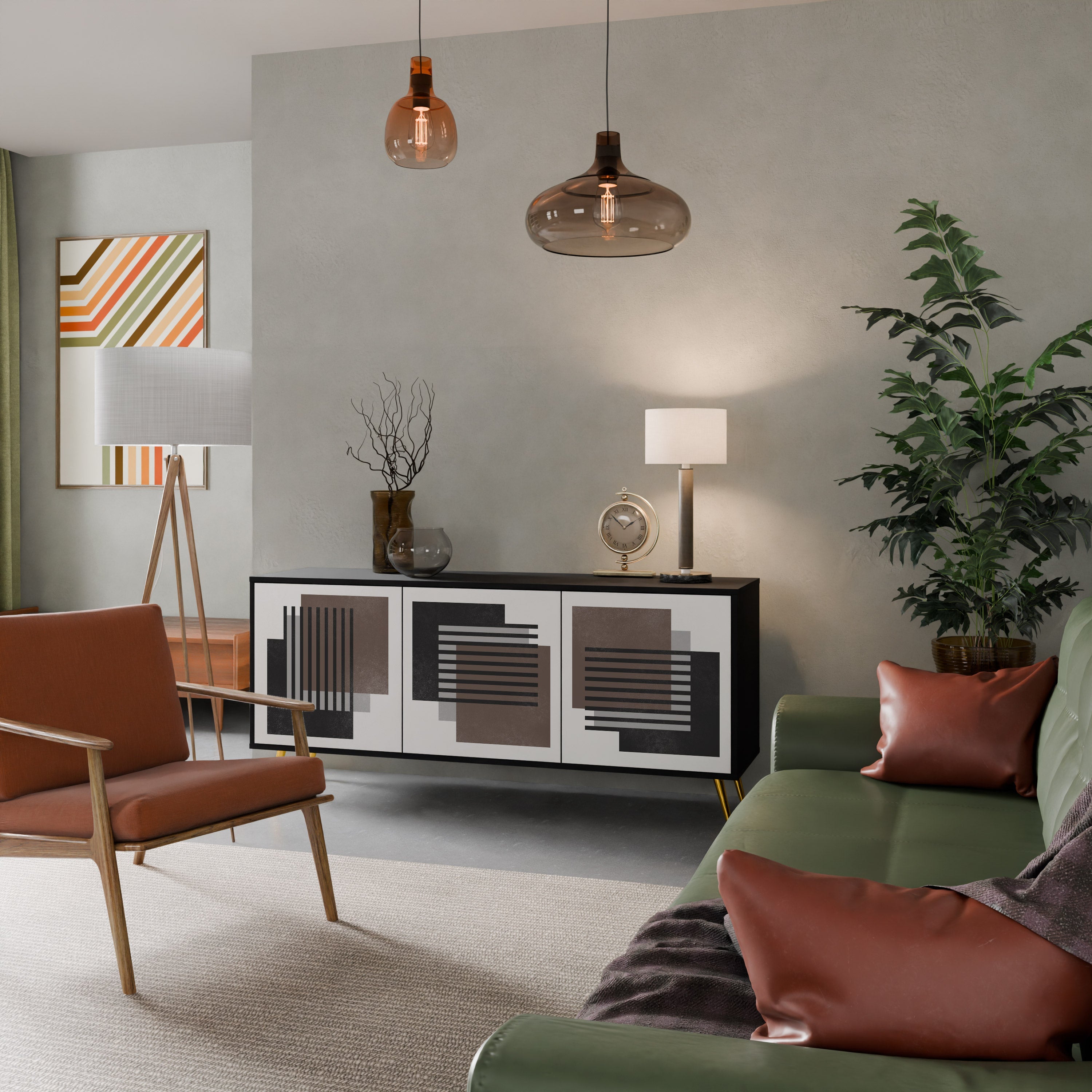 SHADOW SYNCHRONY 3-Door Sideboard in Black Finish