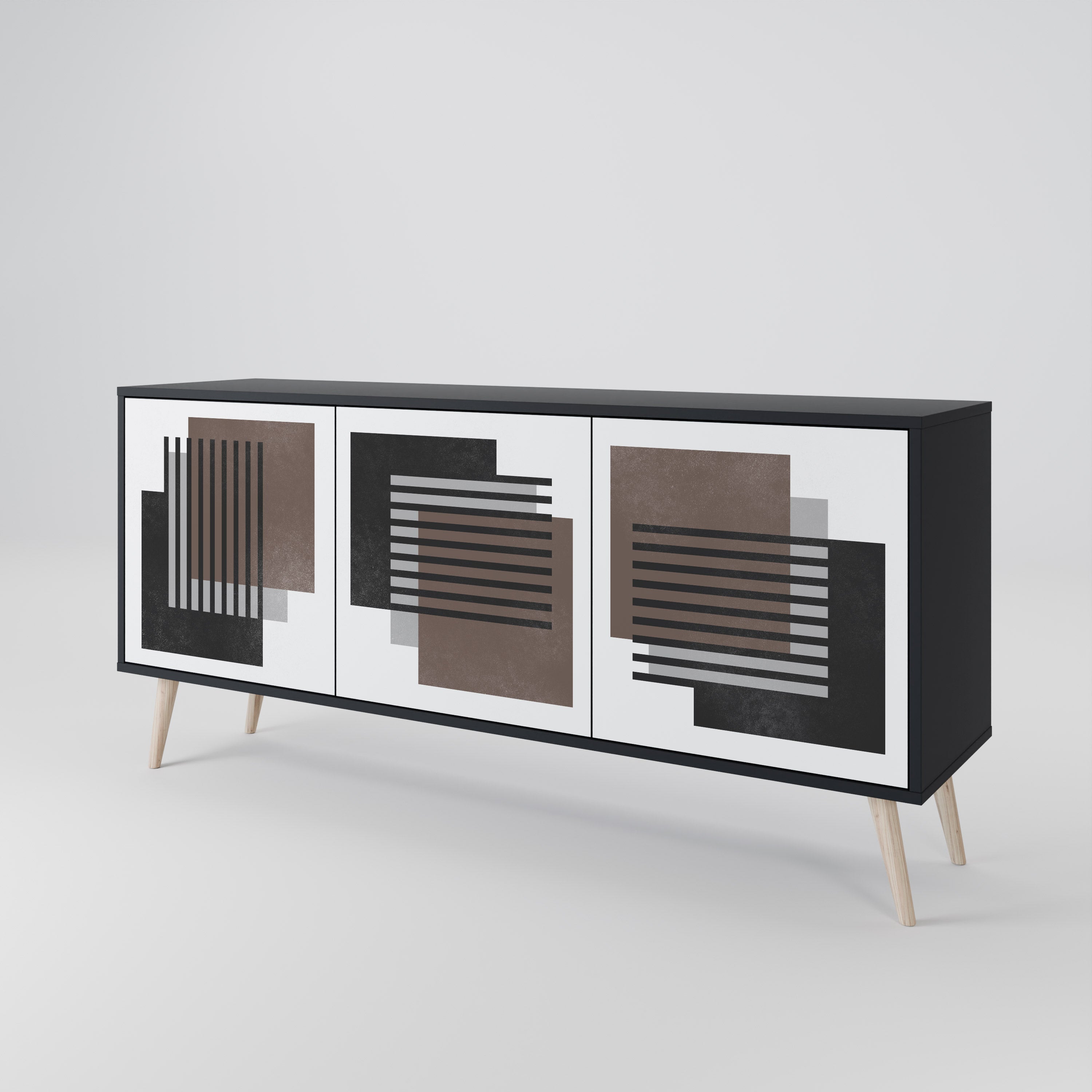 SHADOW SYNCHRONY 3-Door Sideboard in Black Finish
