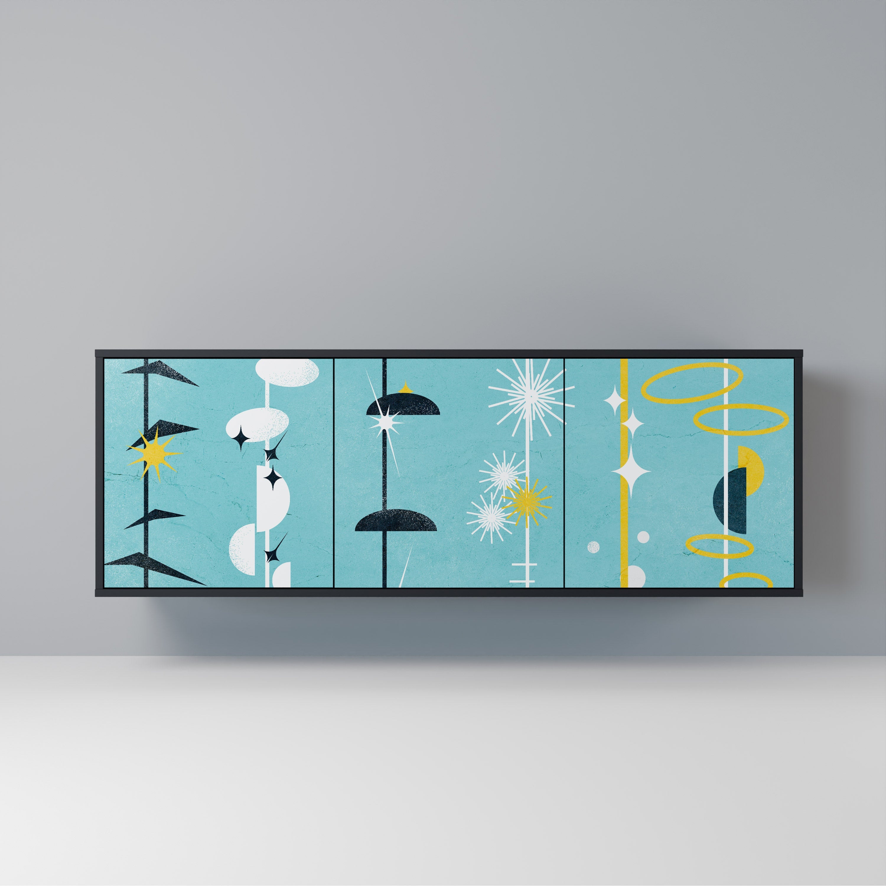 PATHS TO HAPPINESS 3-Door Sideboard in Black Finish