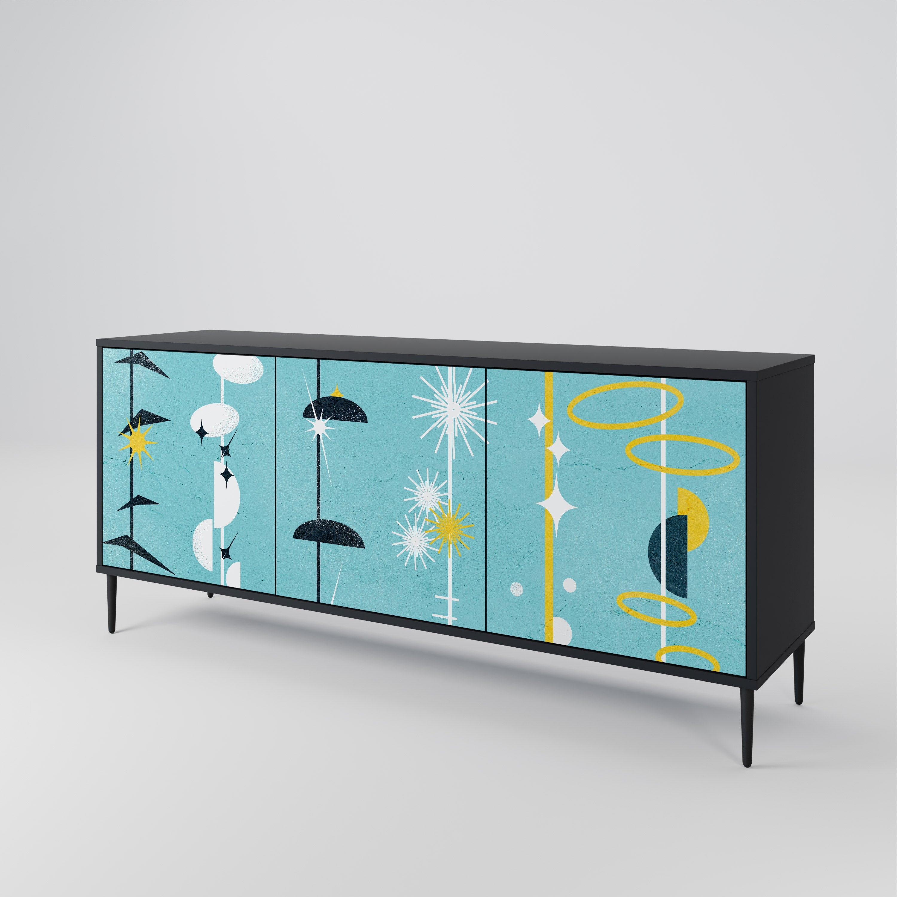 PATHS TO HAPPINESS 3-Door Sideboard in Black Finish