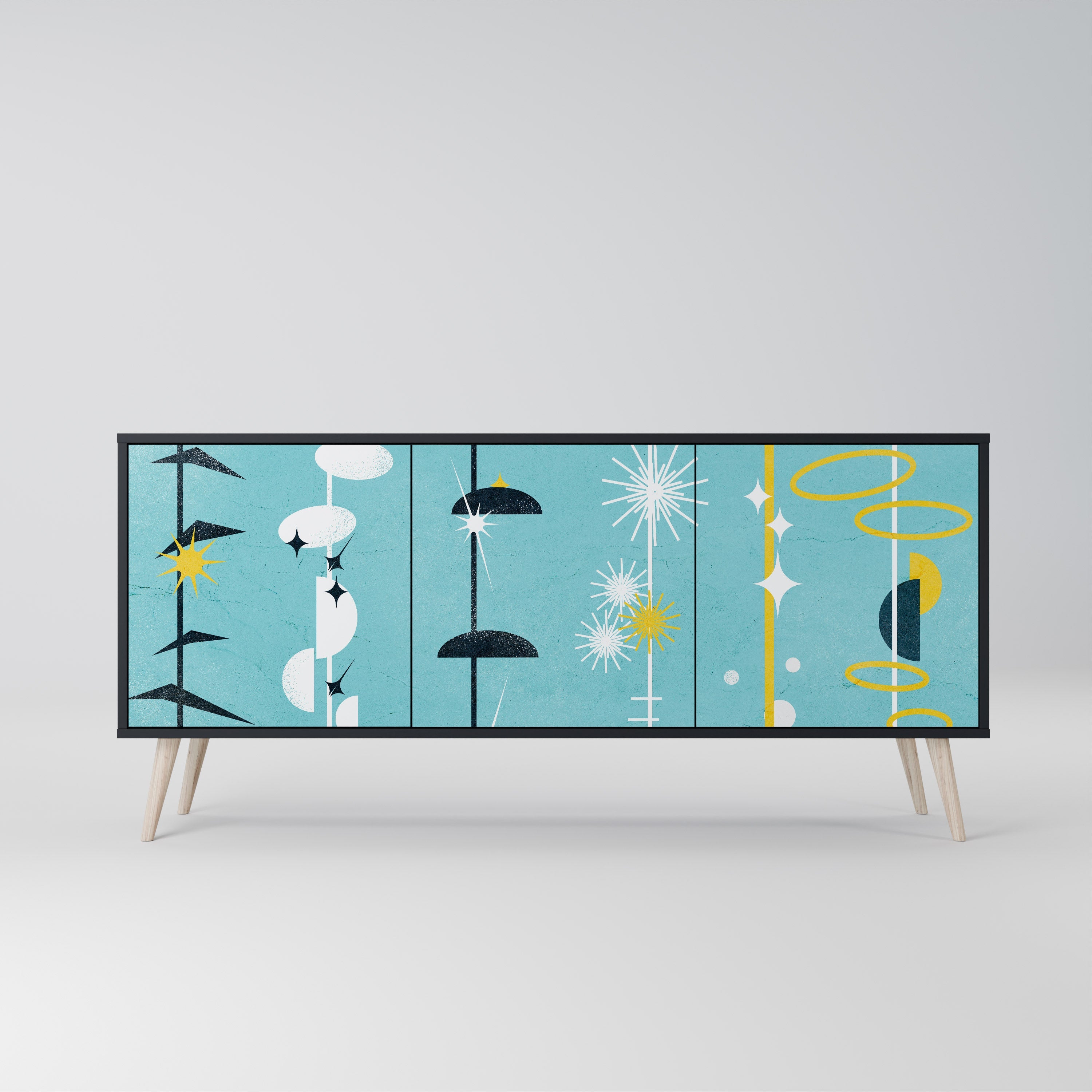 PATHS TO HAPPINESS 3-Door Sideboard in Black Finish