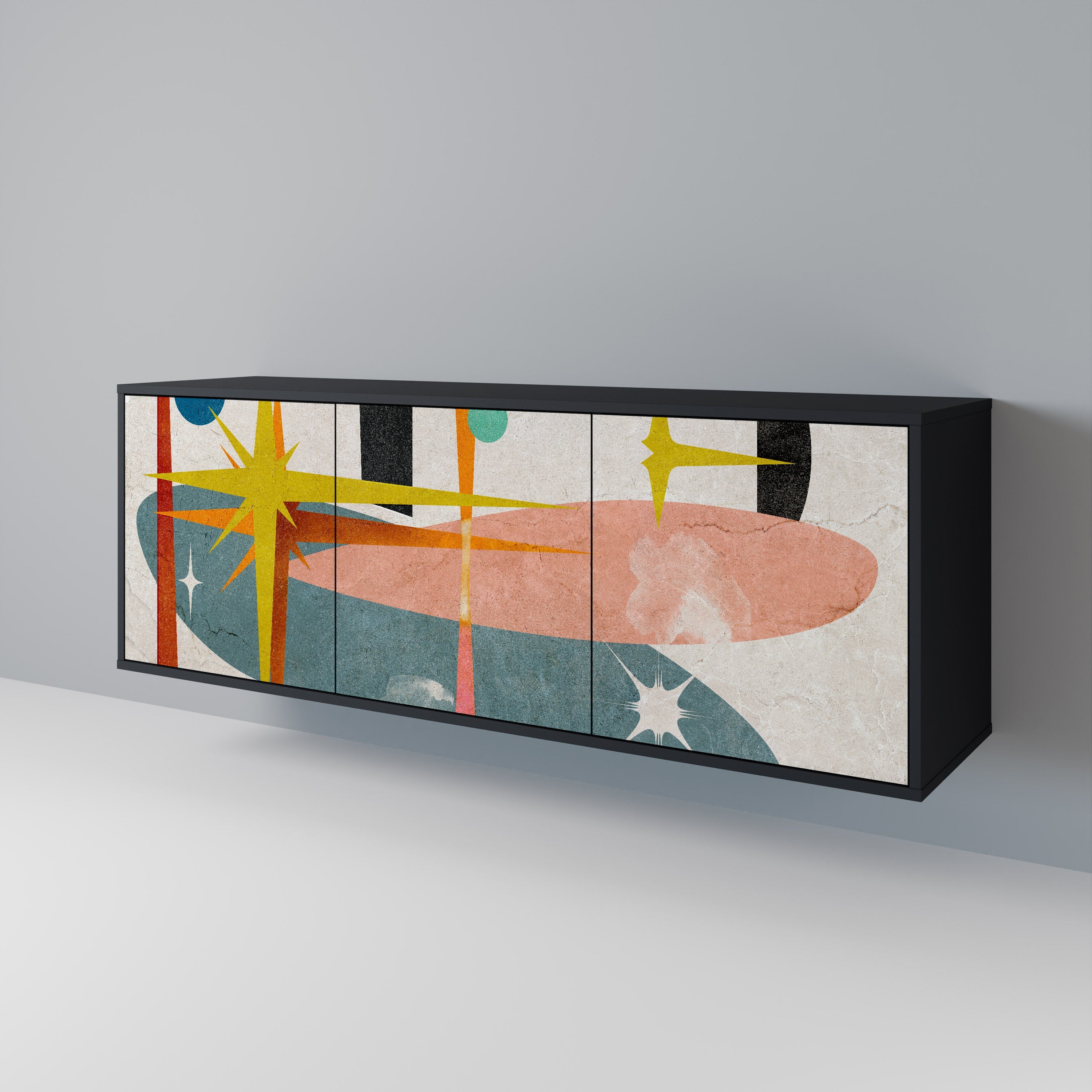 INTERSTELLAR VIBES 3-Door Sideboard in Black Finish