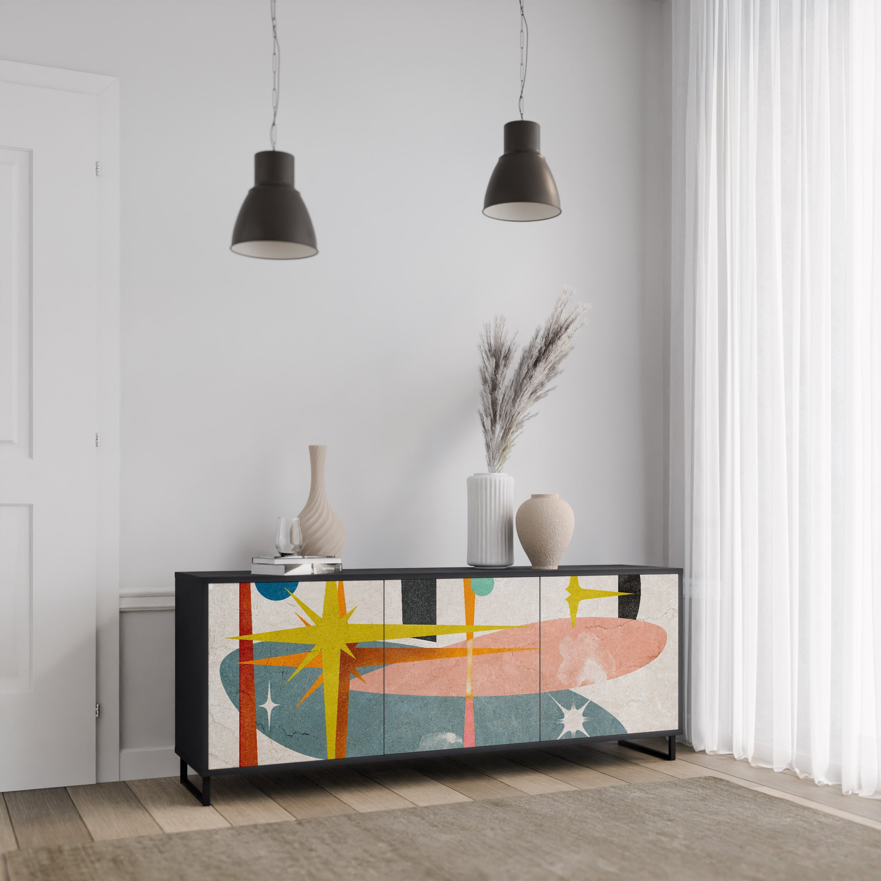 INTERSTELLAR VIBES 3-Door Sideboard in Black Finish