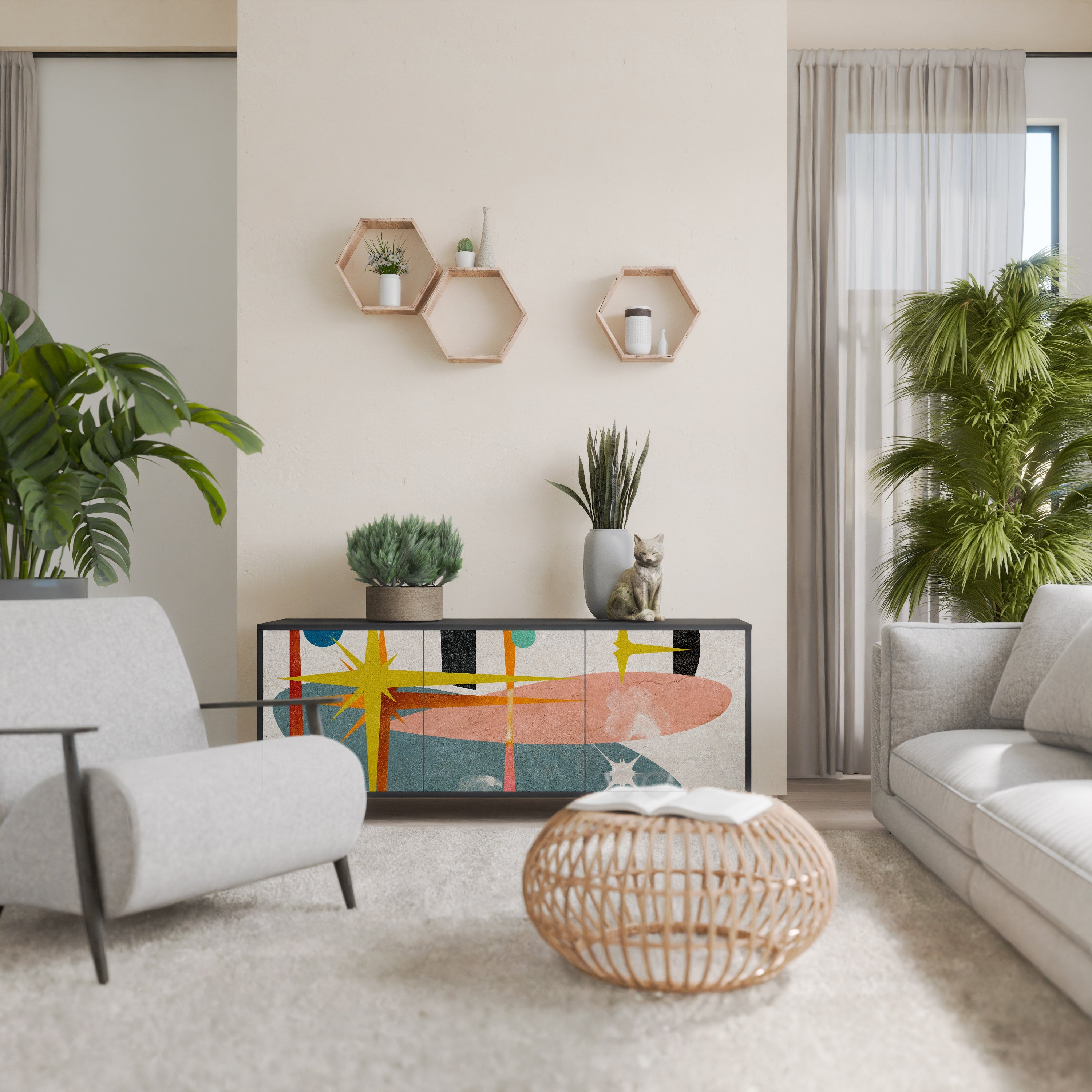 INTERSTELLAR VIBES 3-Door Sideboard in Black Finish