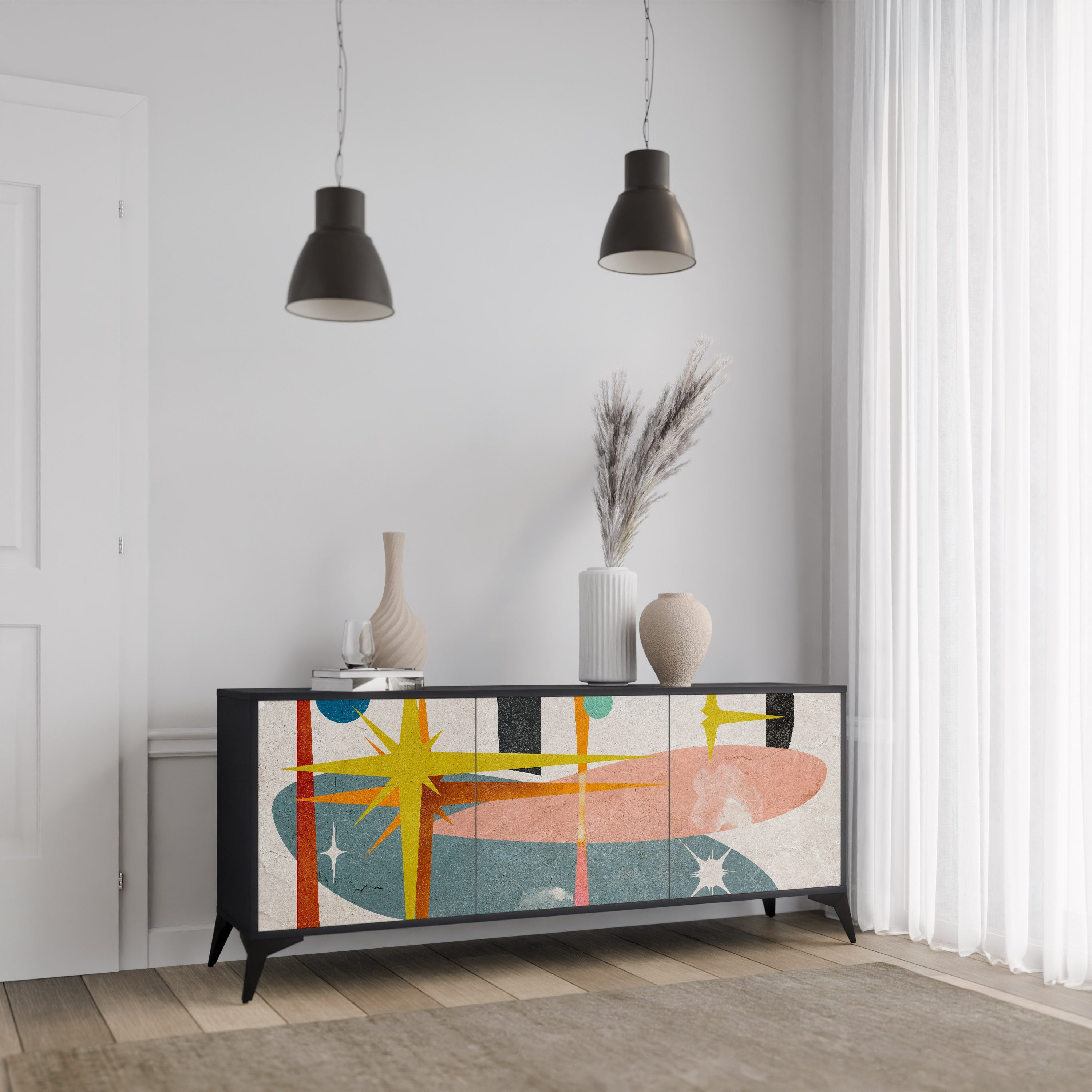 INTERSTELLAR VIBES 3-Door Sideboard in Black Finish