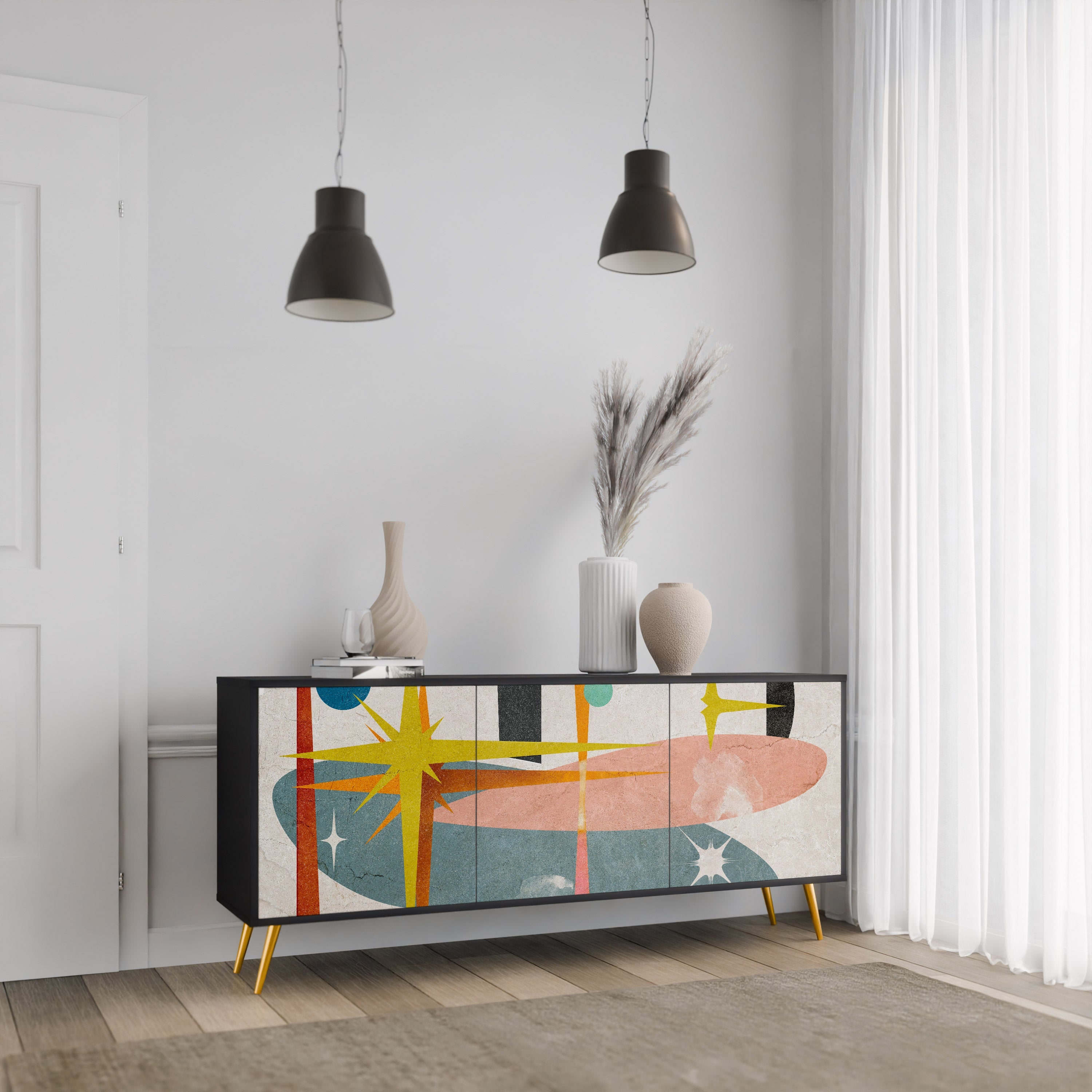 INTERSTELLAR VIBES 3-Door Sideboard in Black Finish