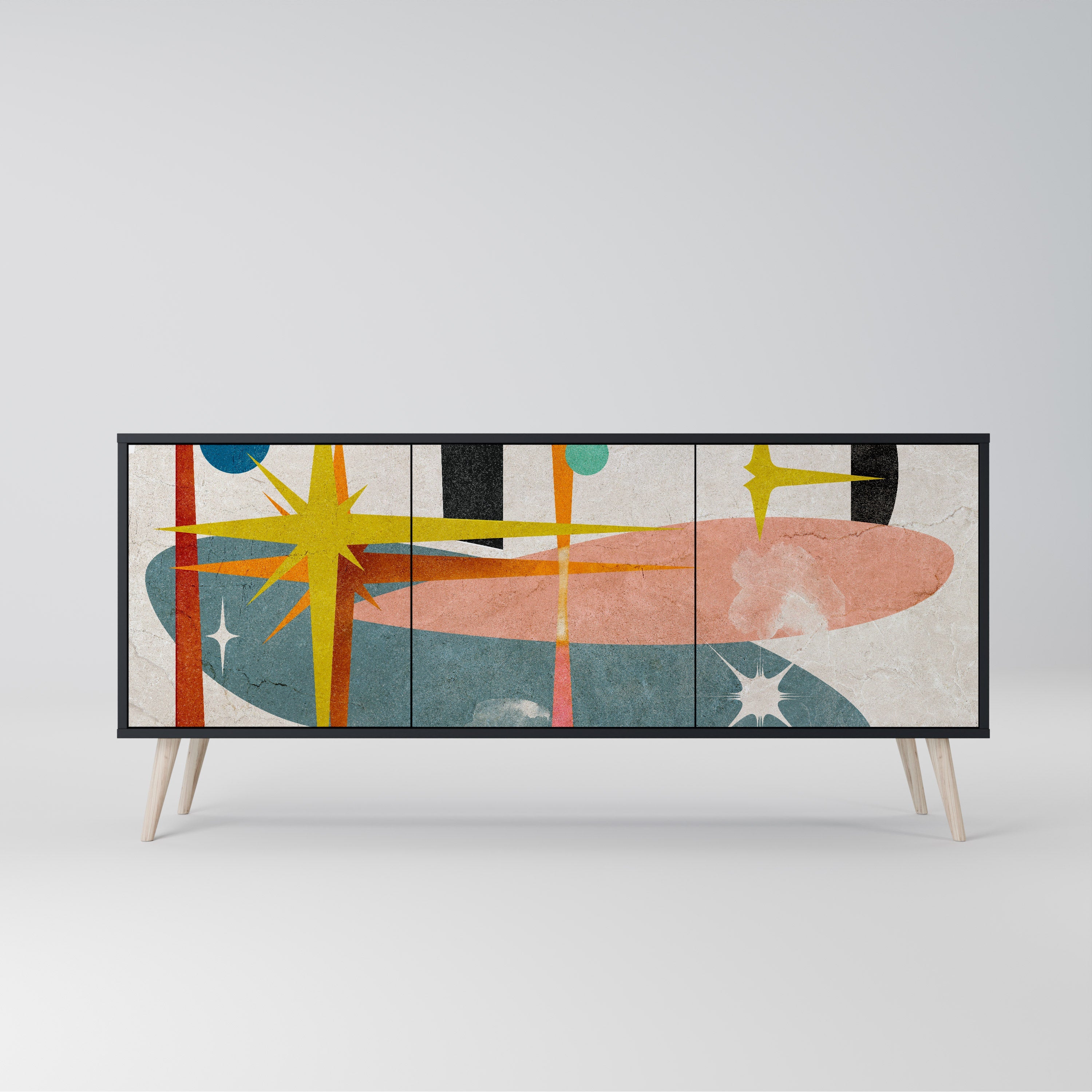 INTERSTELLAR VIBES 3-Door Sideboard in Black Finish