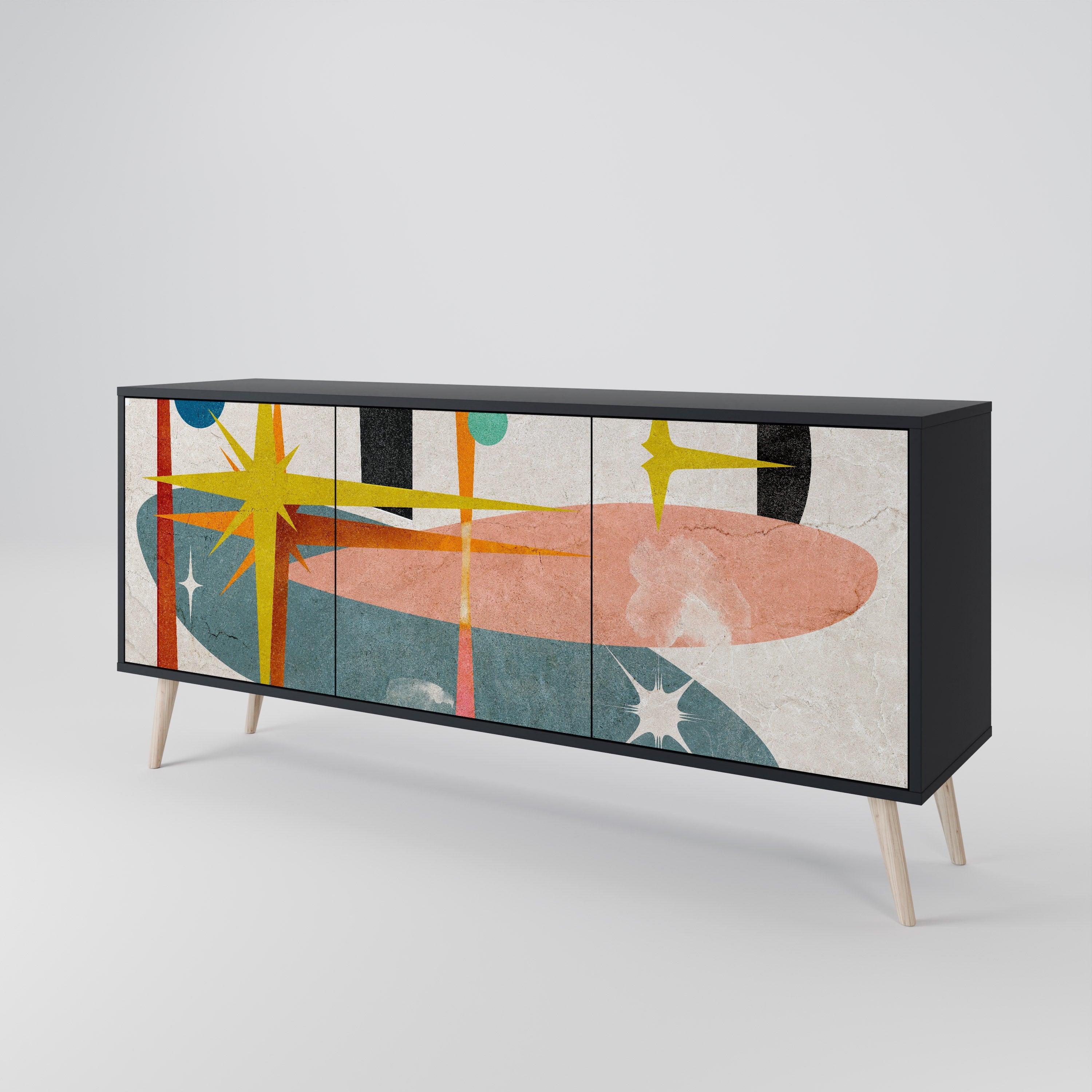 INTERSTELLAR VIBES 3-Door Sideboard in Black Finish