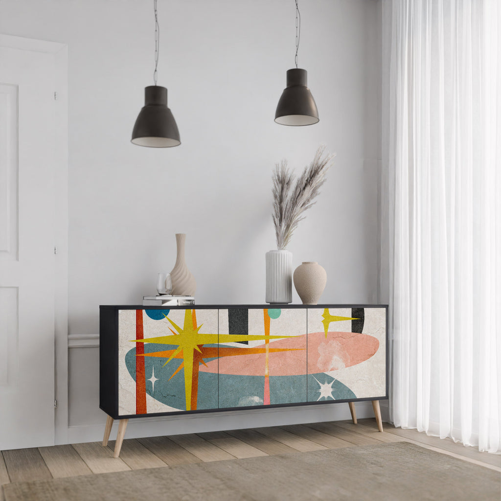 INTERSTELLAR VIBES 3-Door Sideboard in Black Finish