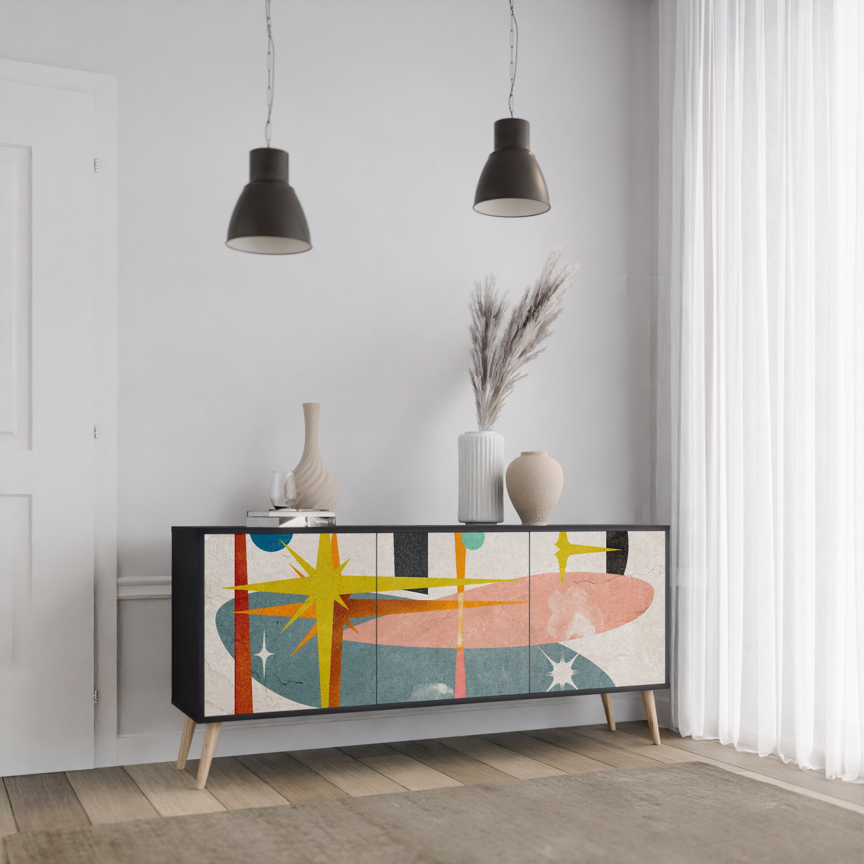 INTERSTELLAR VIBES 3-Door Sideboard in Black Finish