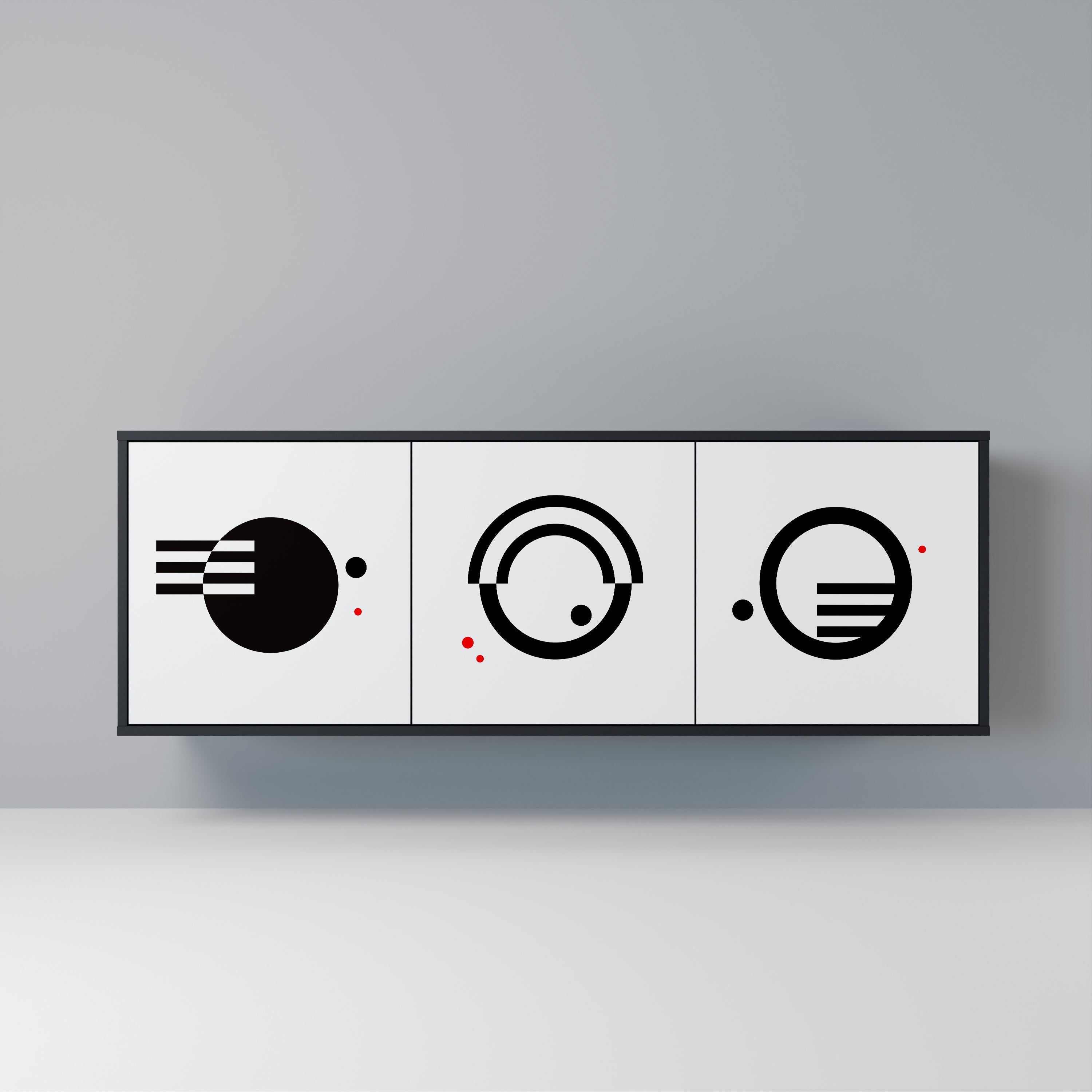 BLACK AND WHITE COMBINATION 3-Door Sideboard in Black Finish