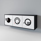 BLACK AND WHITE COMBINATION 3-Door Sideboard in Black Finish