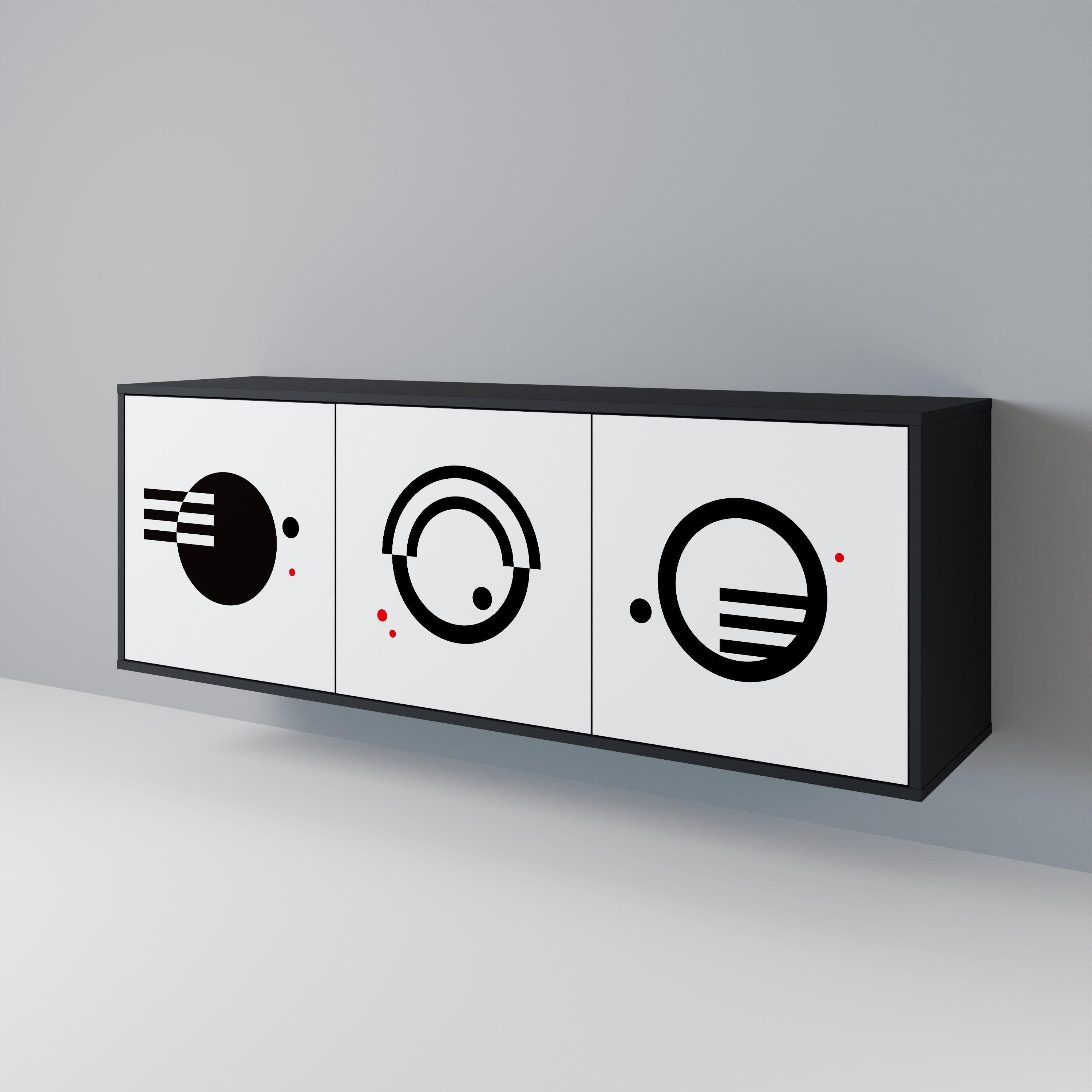 BLACK AND WHITE COMBINATION 3-Door Sideboard in Black Finish